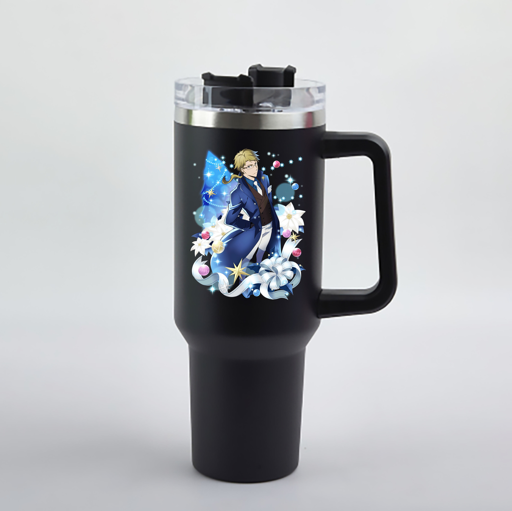 （画像用） 文豪ストレイドッグス Bungo Stray Dogs 1200mL車用タンブラー - クリスタルステッカー（プラスチックストロー付き）