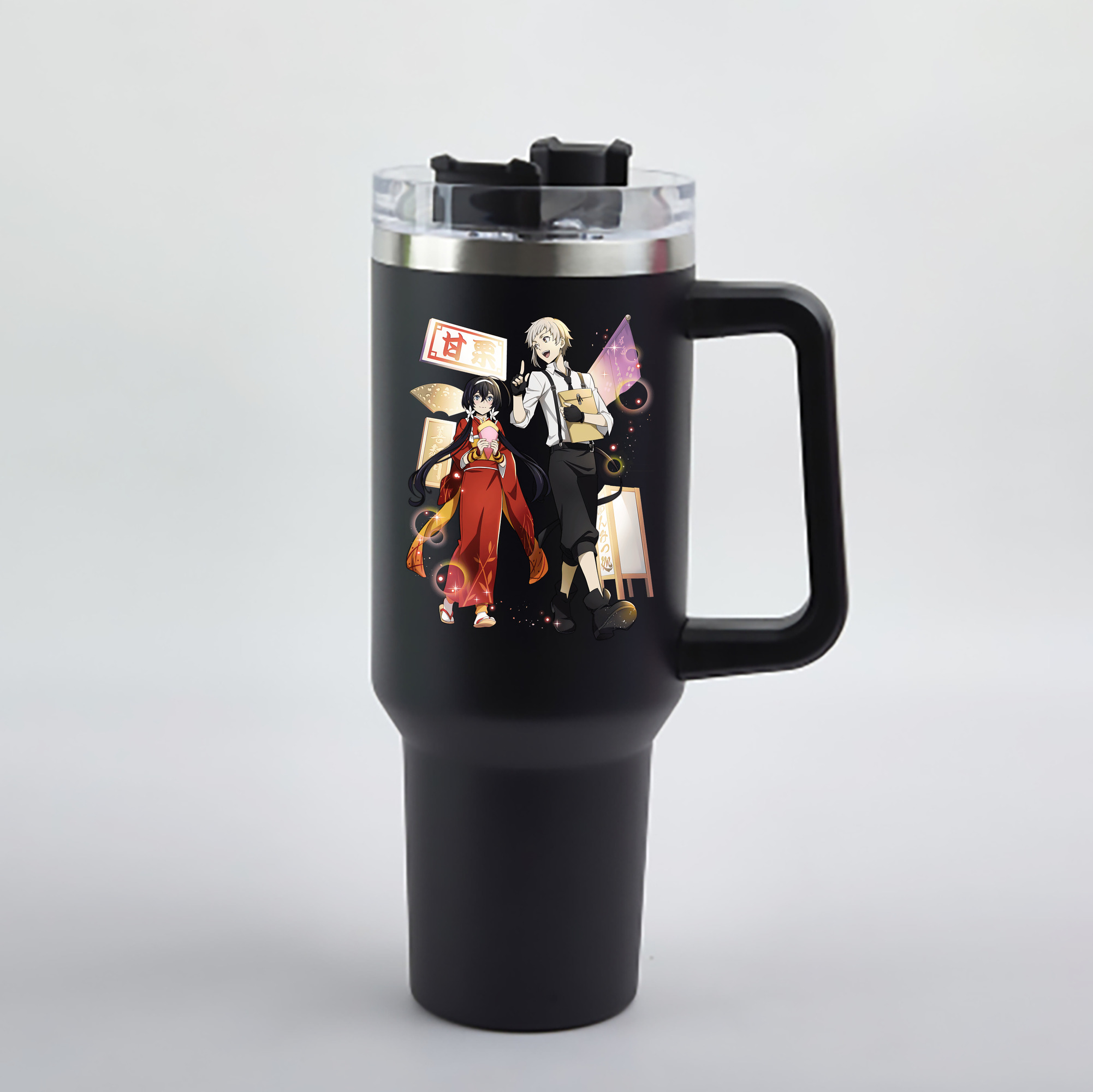 （画像用） 文豪ストレイドッグス Bungo Stray Dogs 1200mL車用タンブラー - クリスタルステッカー（プラスチックストロー付き）
