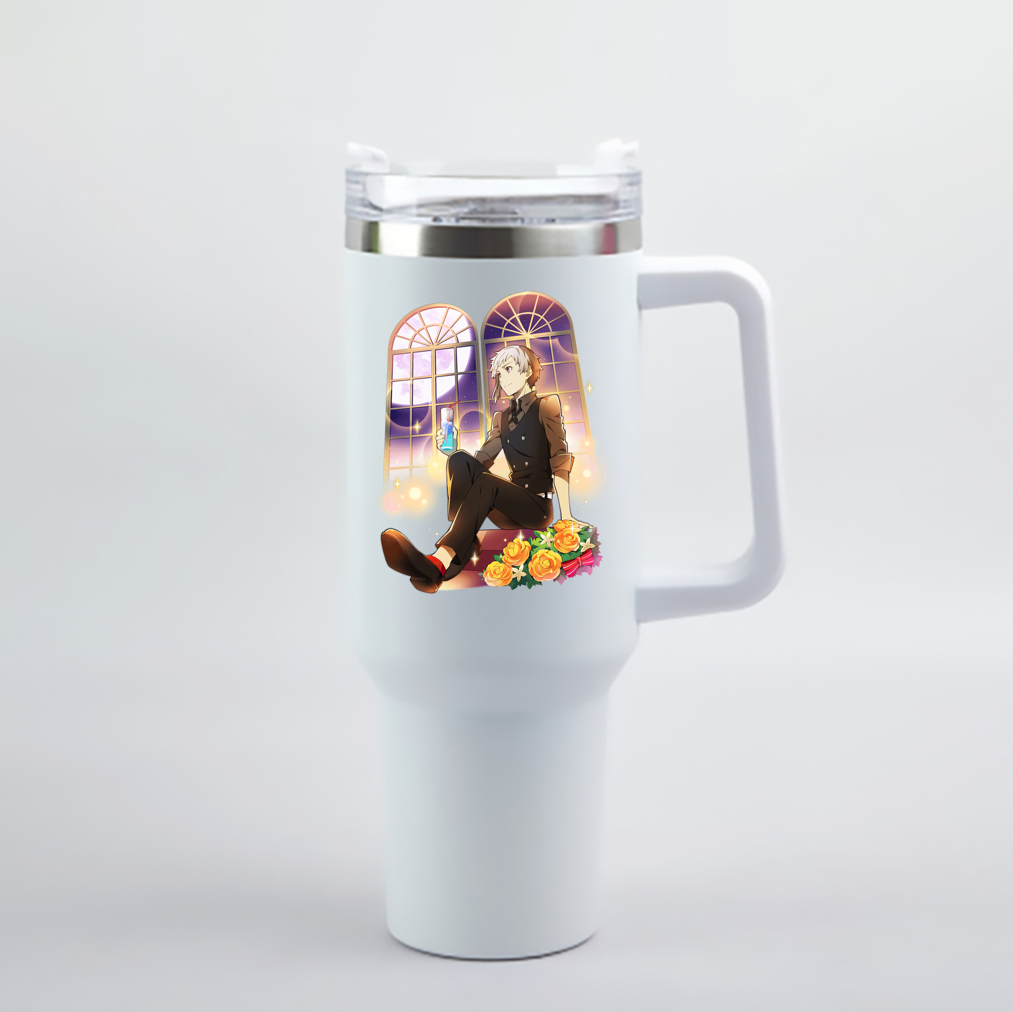 （画像用） 文豪ストレイドッグス Bungo Stray Dogs 1200mL車用タンブラー - クリスタルステッカー（プラスチックストロー付き）