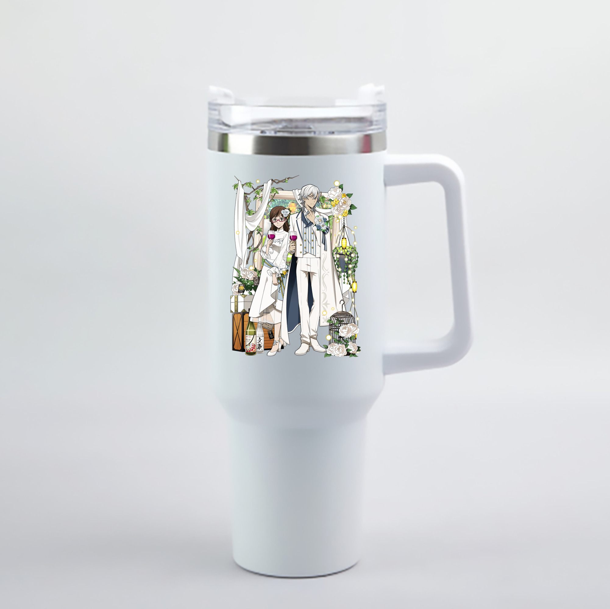 （画像用） 文豪ストレイドッグス Bungo Stray Dogs 1200mL車用タンブラー - クリスタルステッカー（プラスチックストロー付き）
