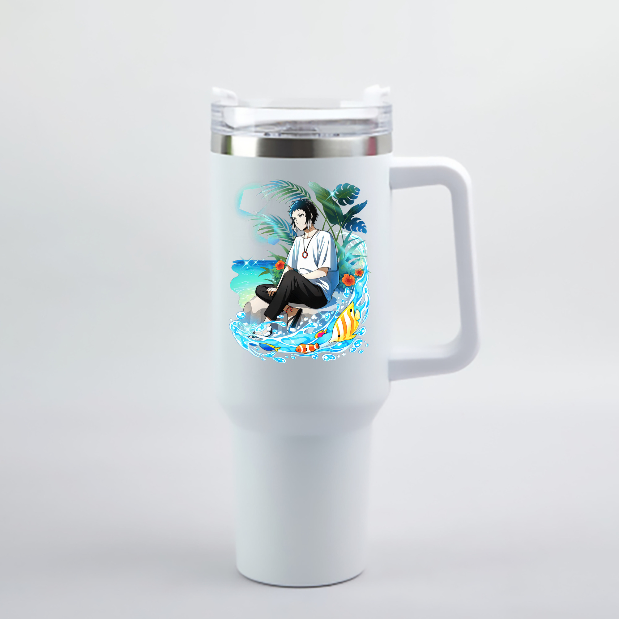 （画像用） 文豪ストレイドッグス Bungo Stray Dogs 1200mL車用タンブラー - クリスタルステッカー（プラスチックストロー付き）