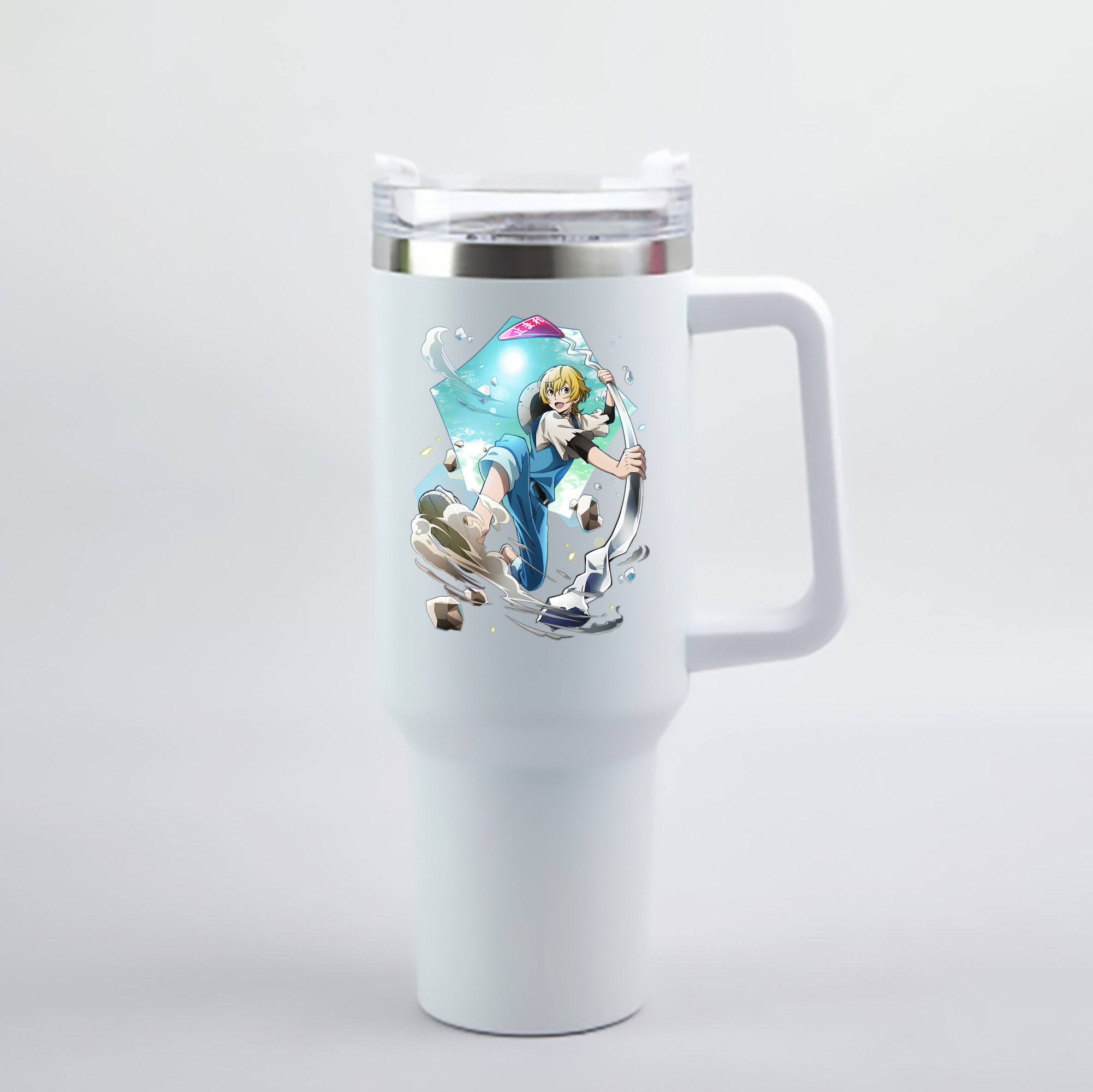 （画像用） 文豪ストレイドッグス Bungo Stray Dogs 1200mL車用タンブラー - クリスタルステッカー（プラスチックストロー付き）