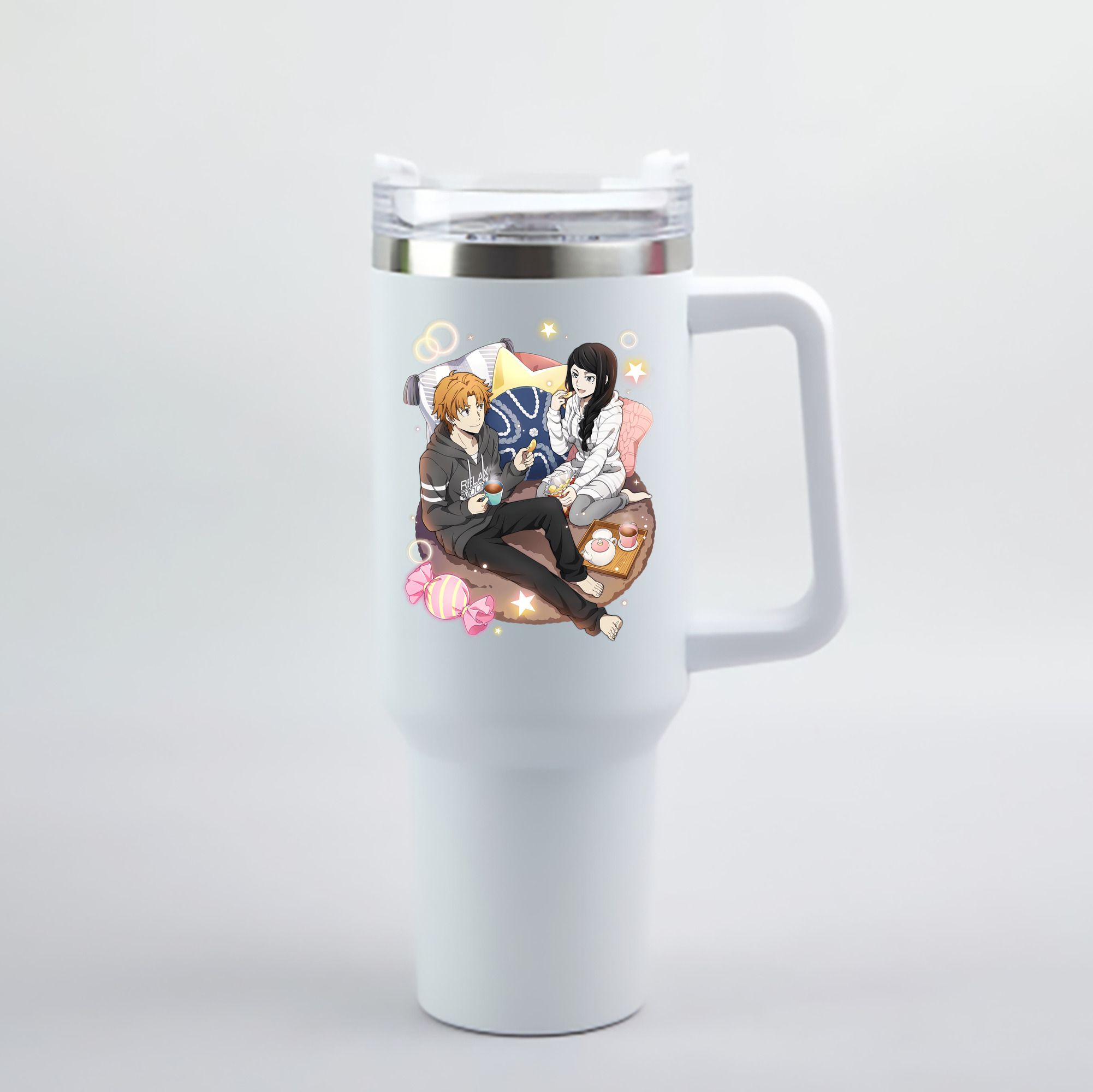 （画像用） 文豪ストレイドッグス Bungo Stray Dogs 1200mL車用タンブラー - クリスタルステッカー（プラスチックストロー付き）