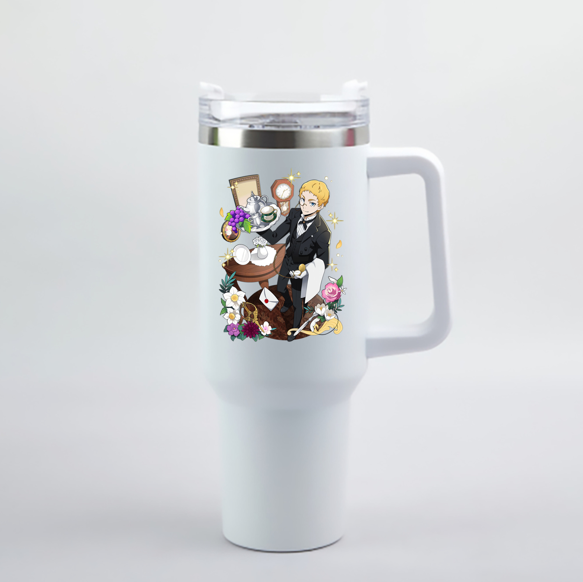 （画像用） 文豪ストレイドッグス Bungo Stray Dogs 1200mL車用タンブラー - クリスタルステッカー（プラスチックストロー付き）