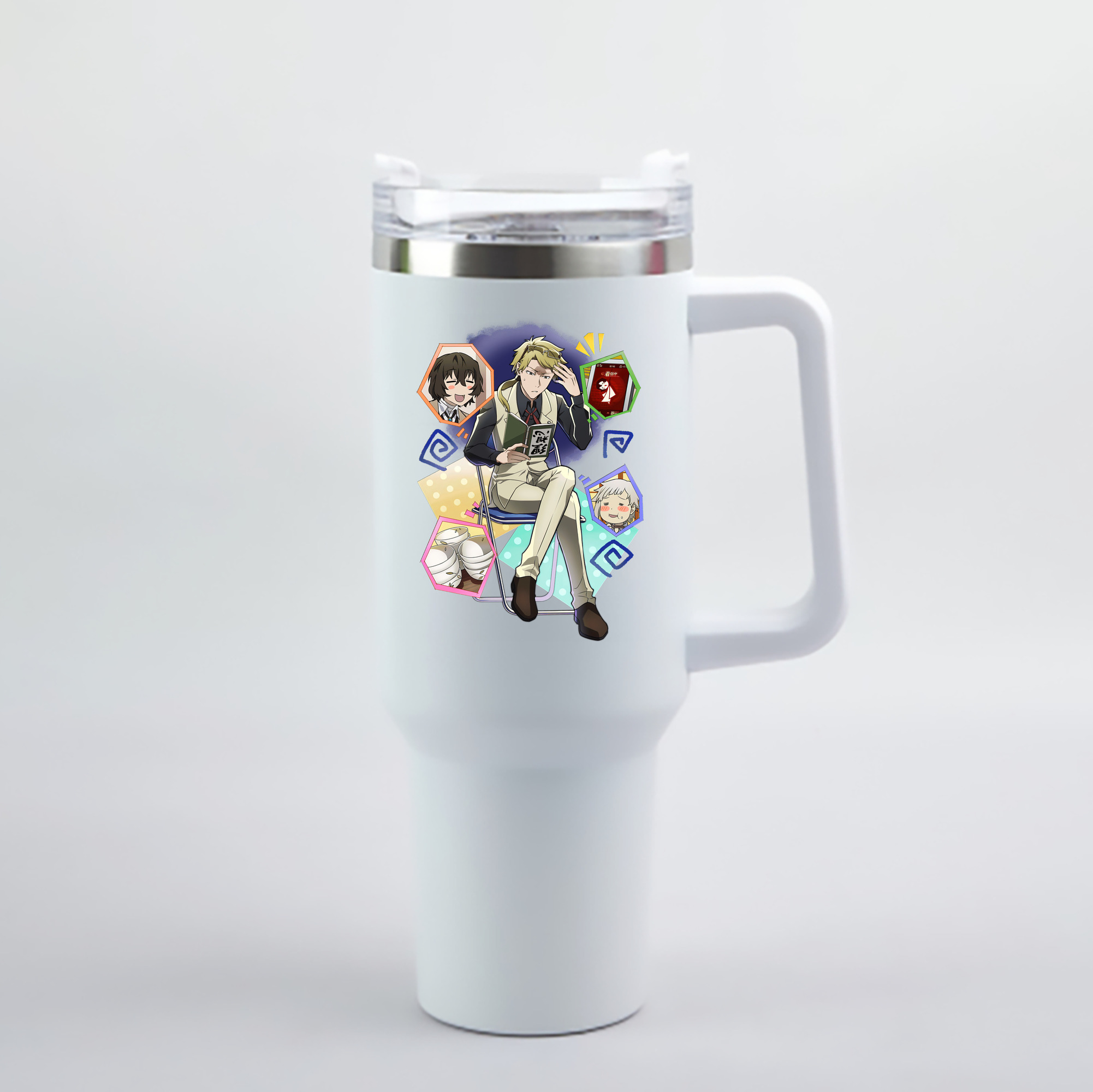 （画像用） 文豪ストレイドッグス Bungo Stray Dogs 1200mL車用タンブラー - クリスタルステッカー（プラスチックストロー付き）