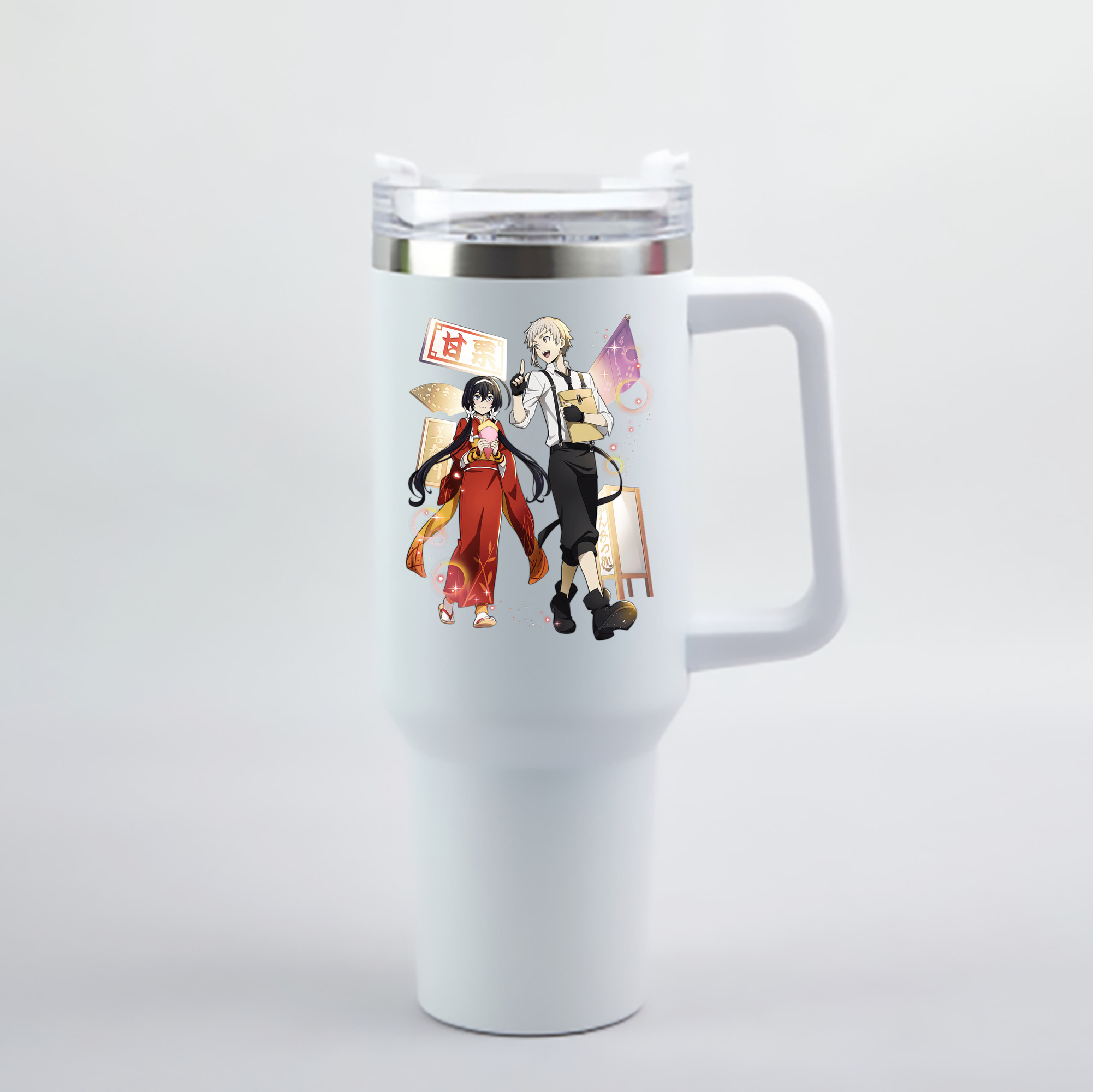 （画像用） 文豪ストレイドッグス Bungo Stray Dogs 1200mL車用タンブラー - クリスタルステッカー（プラスチックストロー付き）