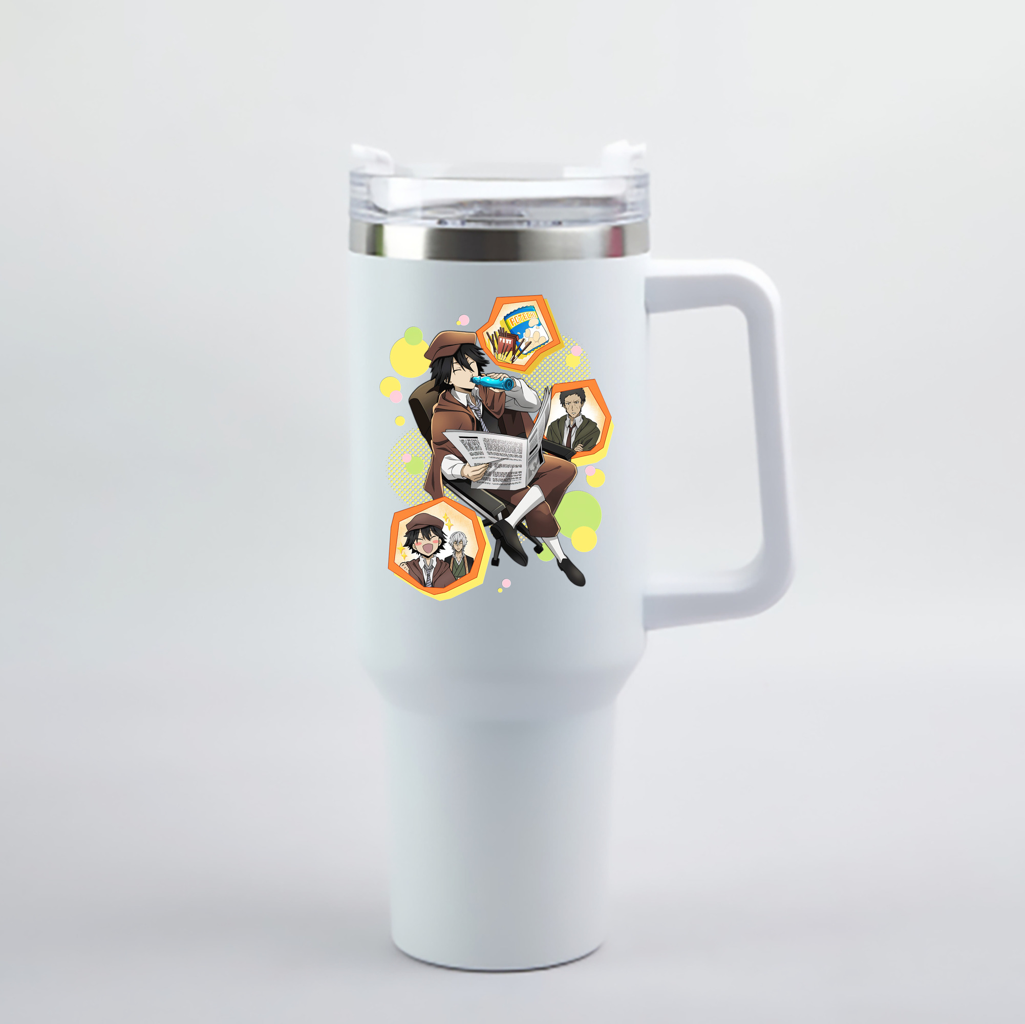 （画像用） 文豪ストレイドッグス Bungo Stray Dogs 1200mL車用タンブラー - クリスタルステッカー（プラスチックストロー付き）
