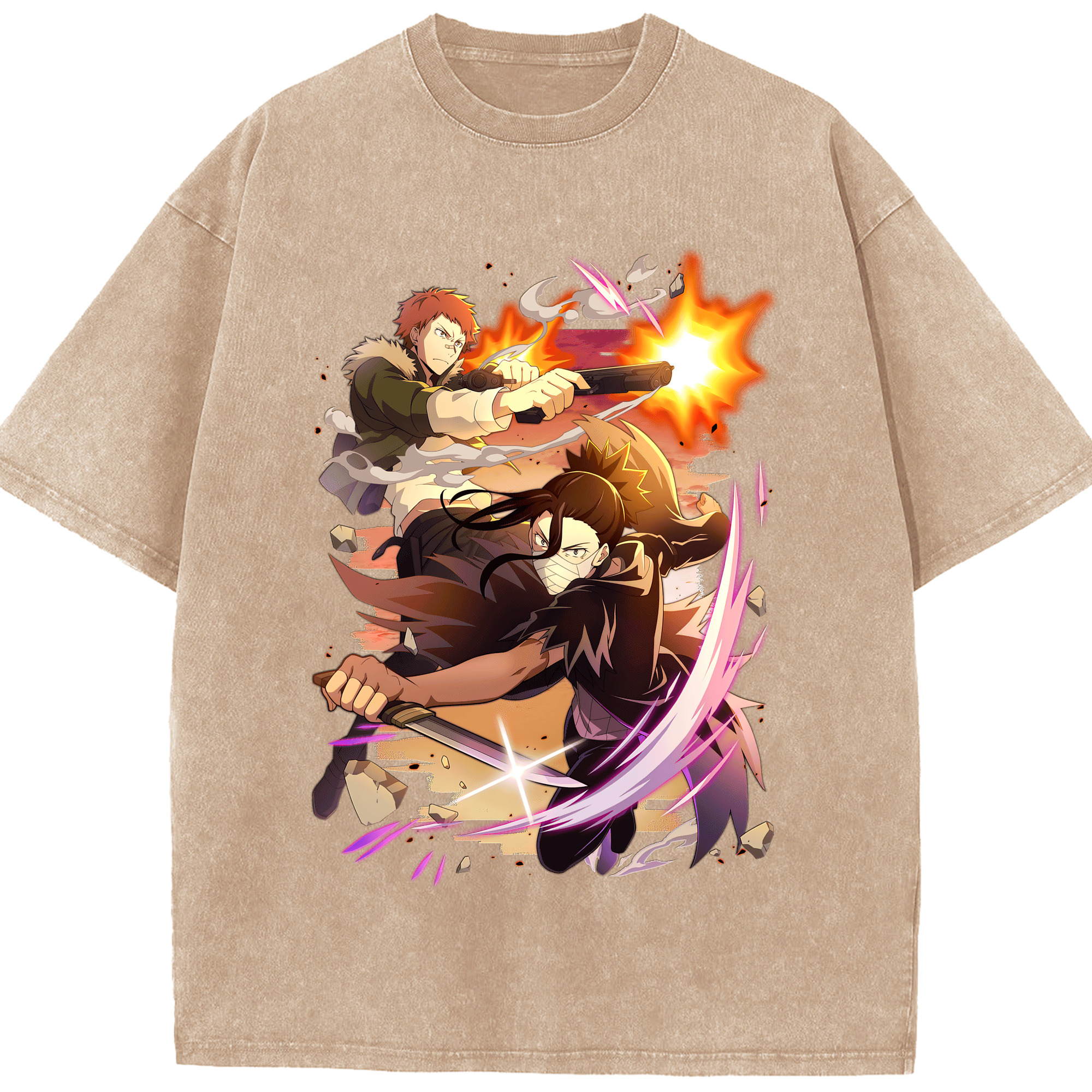 （画像用） 文豪ストレイドッグス Bungo Stray Dogs 綿100% ヴィンテージ風 半袖Tシャツ（フロントプリント）