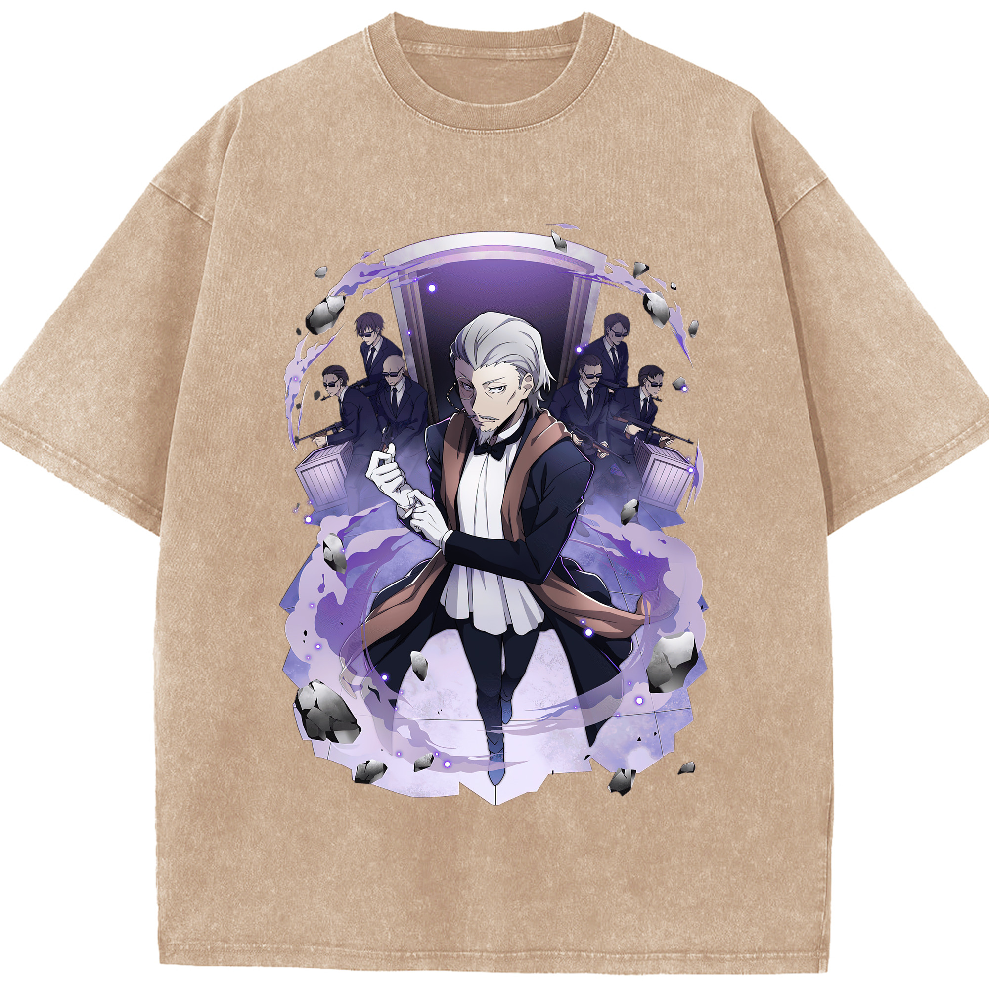 （画像用） 文豪ストレイドッグス Bungo Stray Dogs 綿100% ヴィンテージ風 半袖Tシャツ（フロントプリント）
