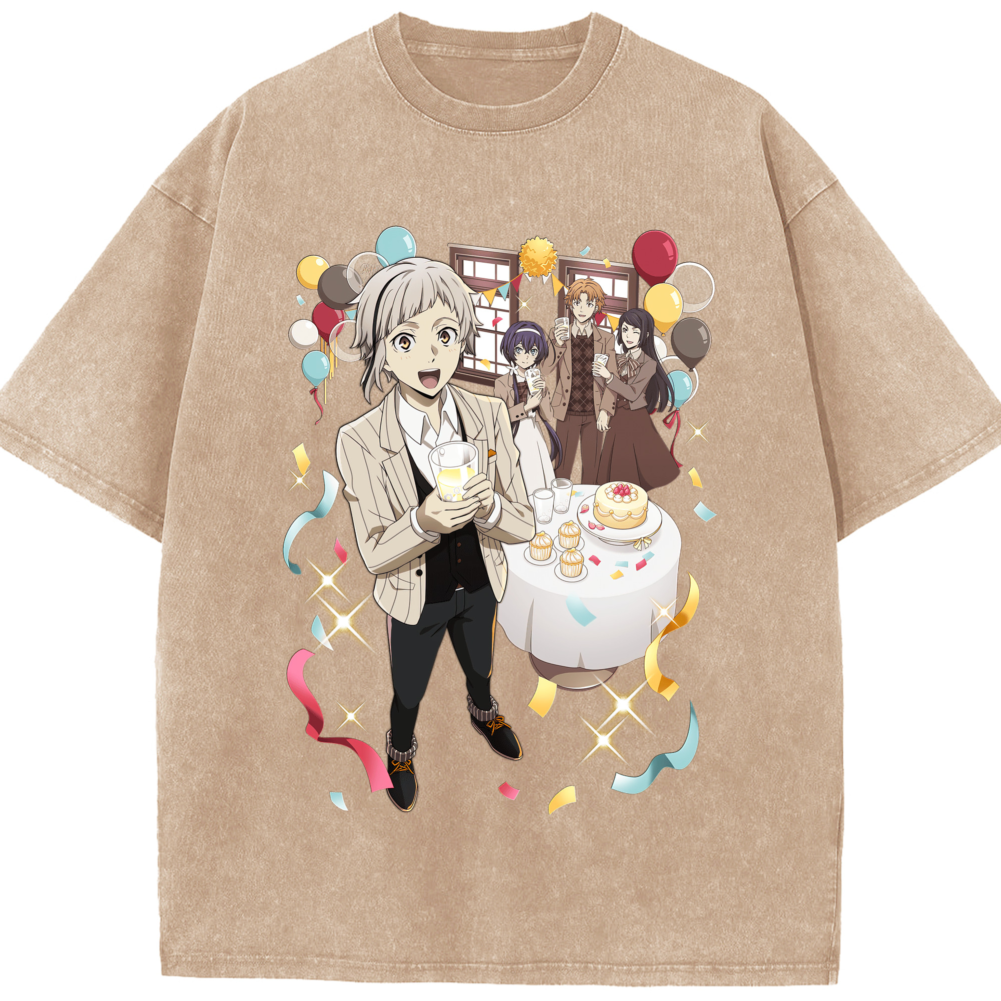 （画像用） 文豪ストレイドッグス Bungo Stray Dogs 綿100% ヴィンテージ風 半袖Tシャツ（フロントプリント）
