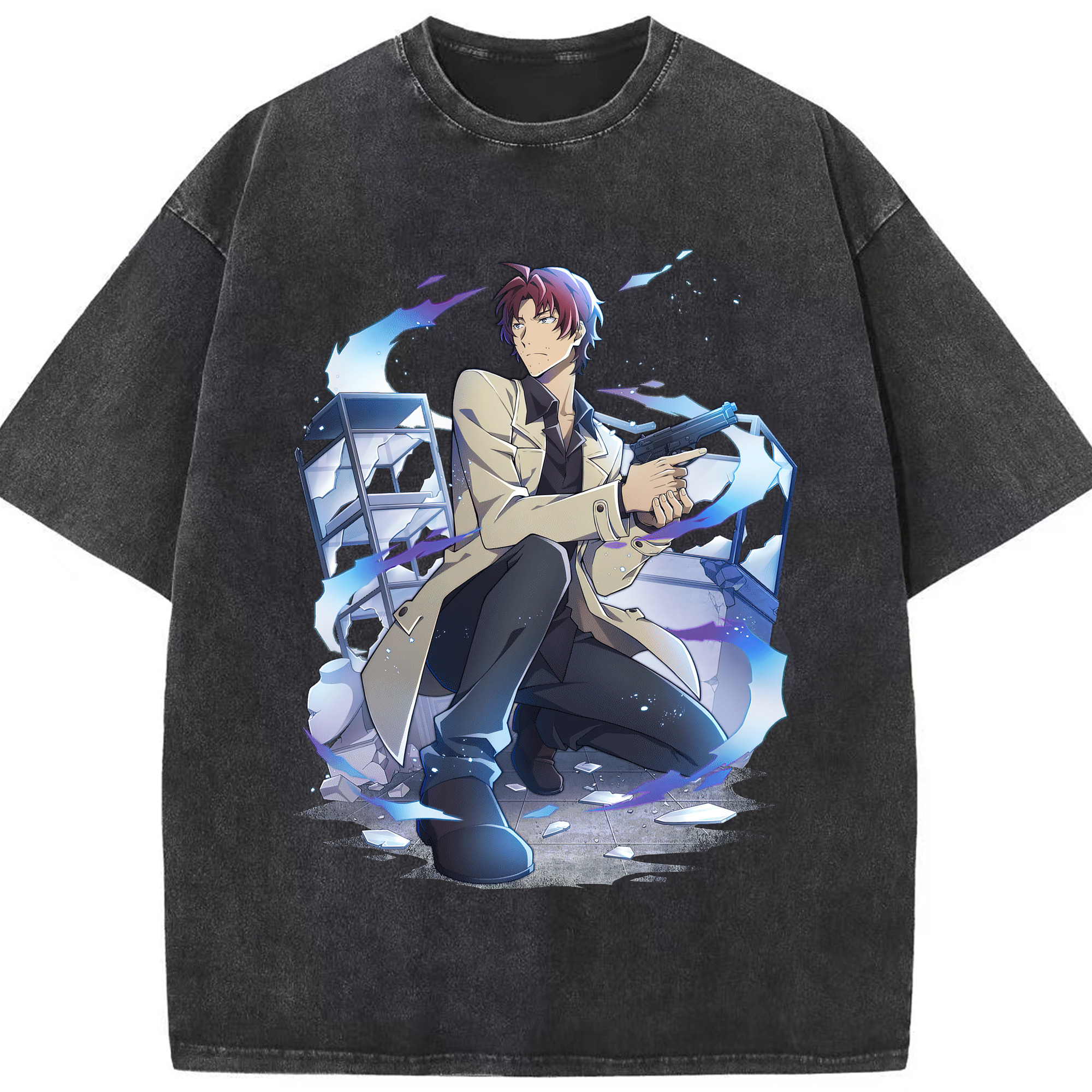 （画像用） 文豪ストレイドッグス Bungo Stray Dogs 綿100% ヴィンテージ風 半袖Tシャツ（フロントプリント）