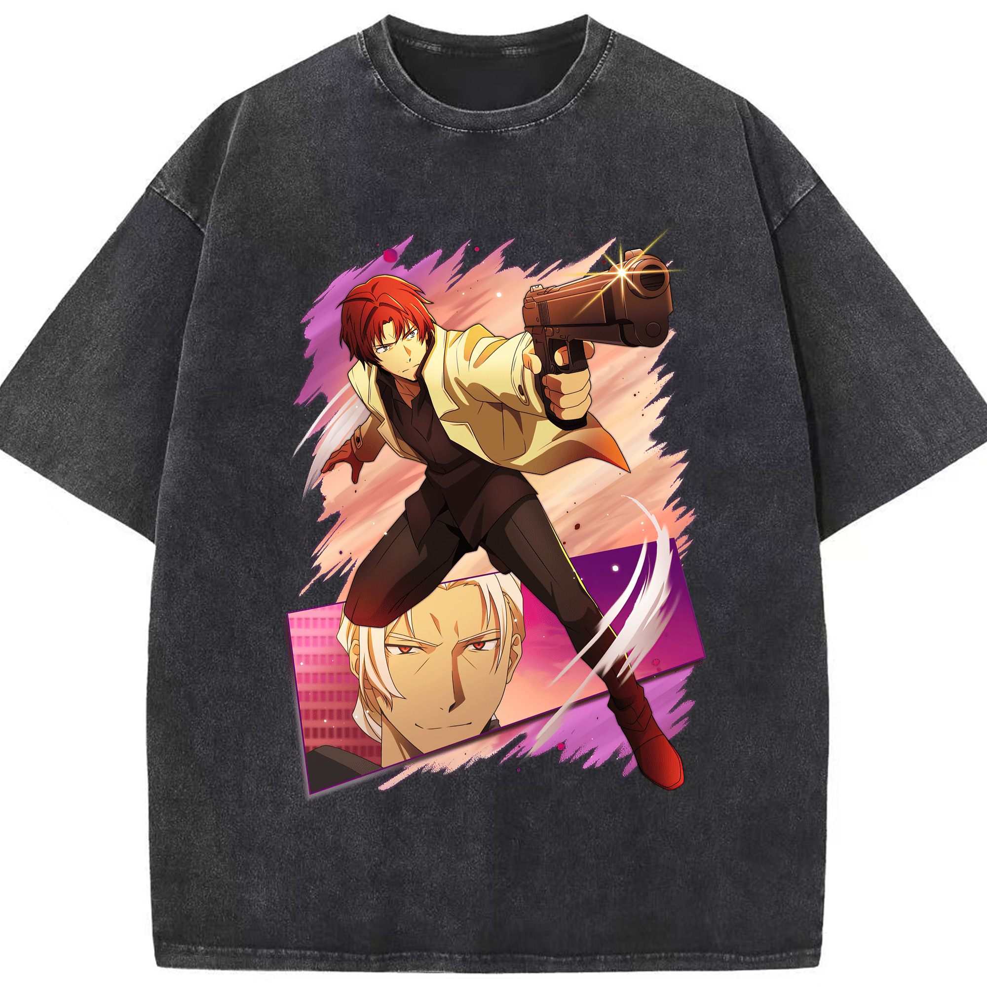 （画像用） 文豪ストレイドッグス Bungo Stray Dogs 綿100% ヴィンテージ風 半袖Tシャツ（フロントプリント）