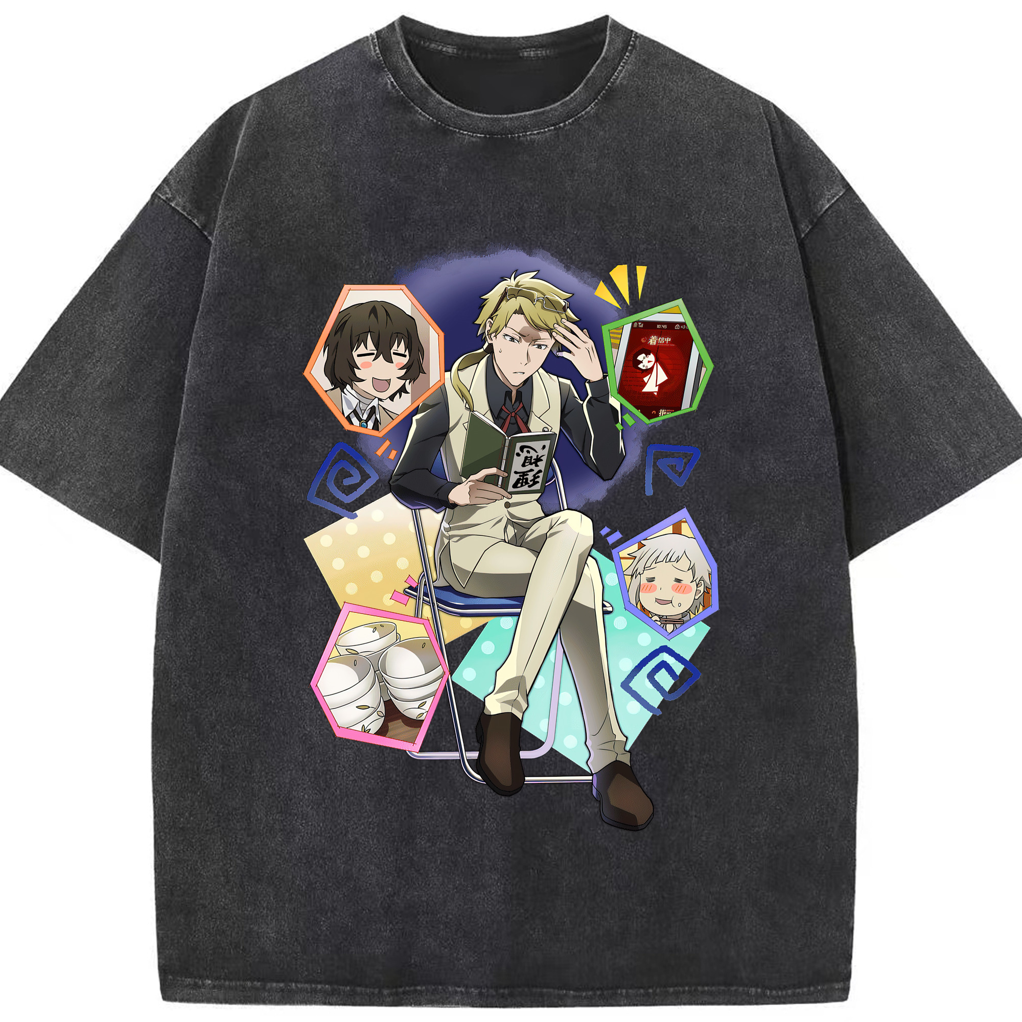 （画像用） 文豪ストレイドッグス Bungo Stray Dogs 綿100% ヴィンテージ風 半袖Tシャツ（フロントプリント）