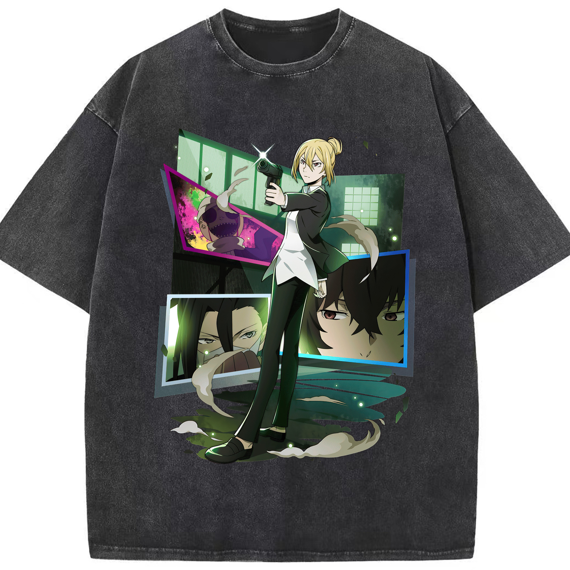 （画像用） 文豪ストレイドッグス Bungo Stray Dogs 綿100% ヴィンテージ風 半袖Tシャツ（フロントプリント）