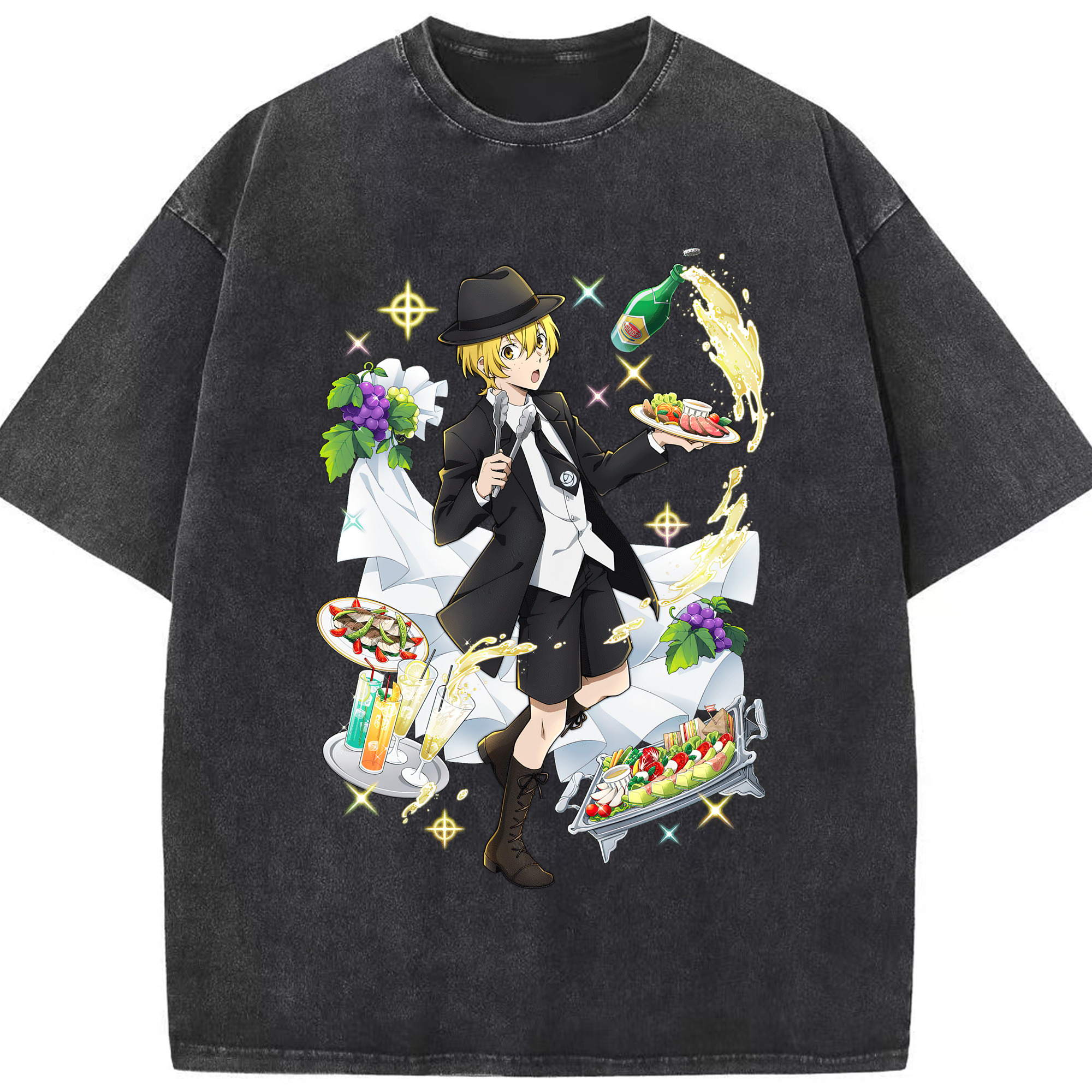 （画像用） 文豪ストレイドッグス Bungo Stray Dogs 綿100% ヴィンテージ風 半袖Tシャツ（フロントプリント）