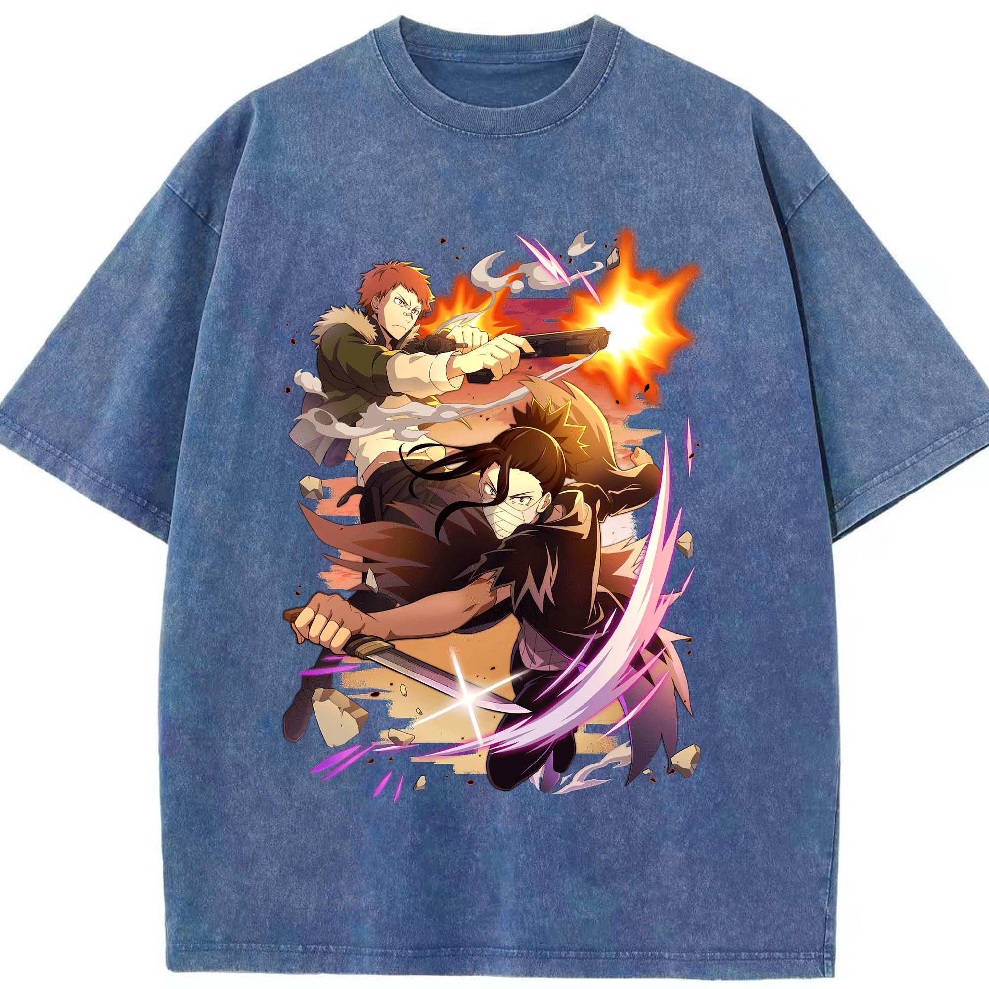 （画像用） 文豪ストレイドッグス Bungo Stray Dogs 綿100% ヴィンテージ風 半袖Tシャツ（フロントプリント）