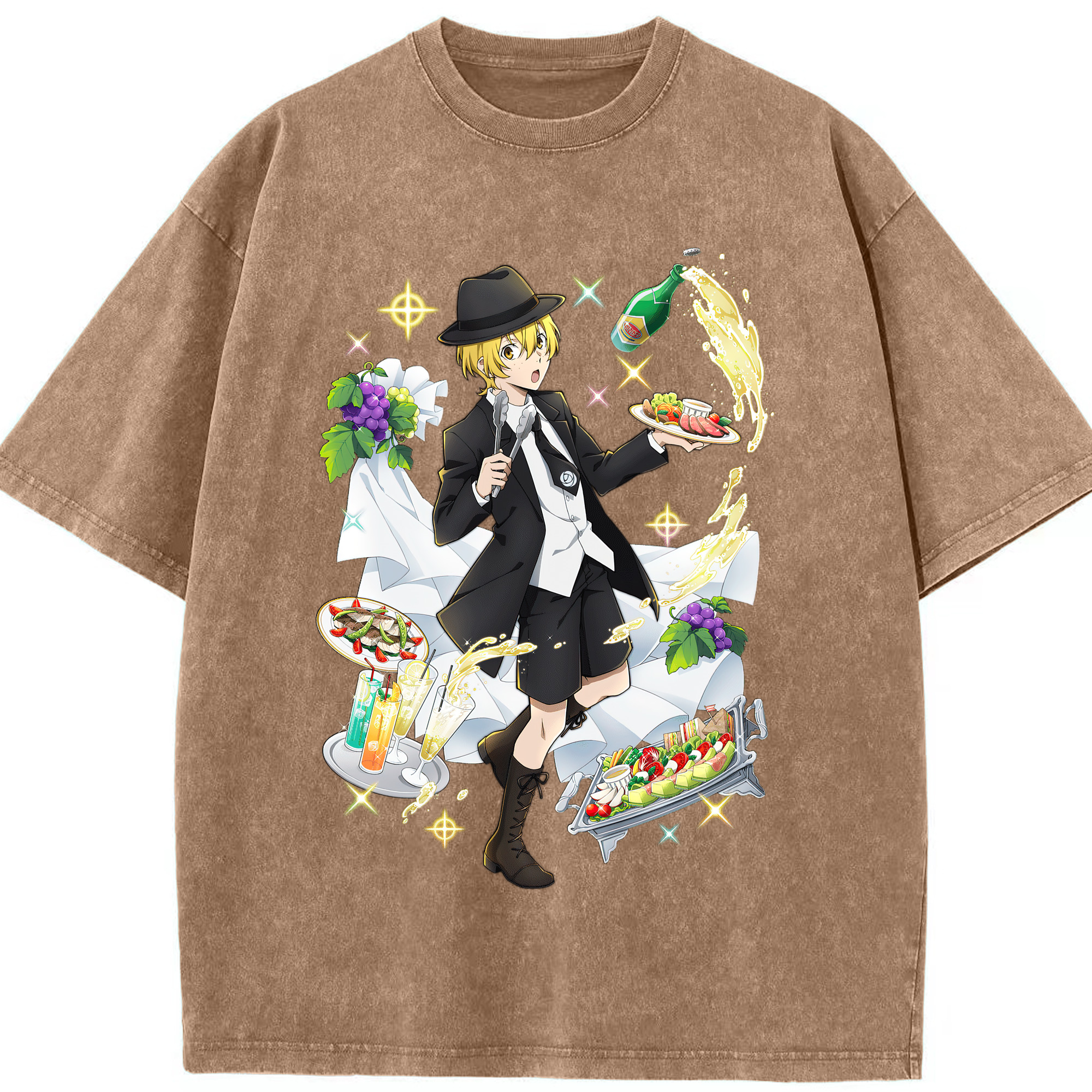 （画像用） 文豪ストレイドッグス Bungo Stray Dogs 綿100% ヴィンテージ風 半袖Tシャツ（フロントプリント）