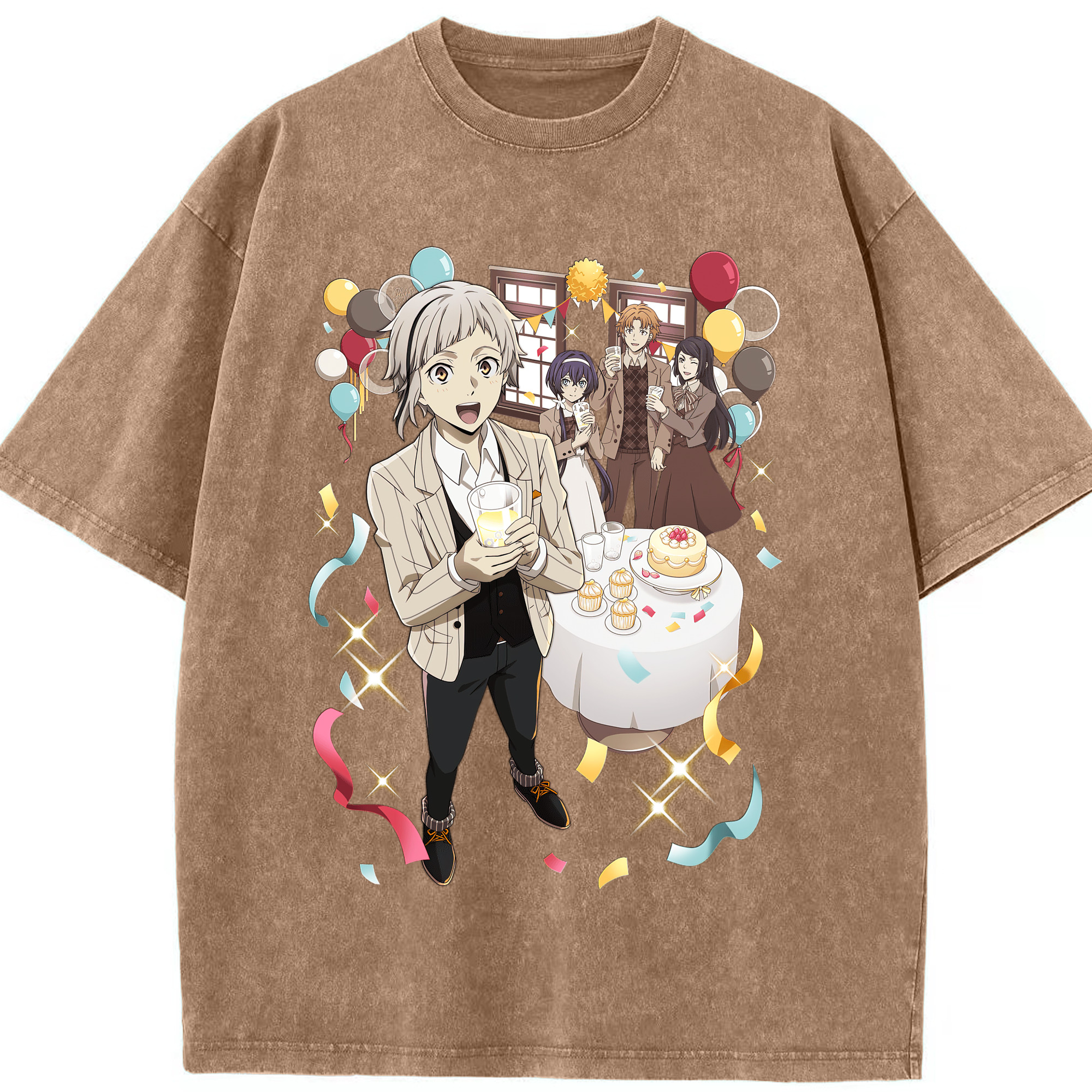 （画像用） 文豪ストレイドッグス Bungo Stray Dogs 綿100% ヴィンテージ風 半袖Tシャツ（フロントプリント）