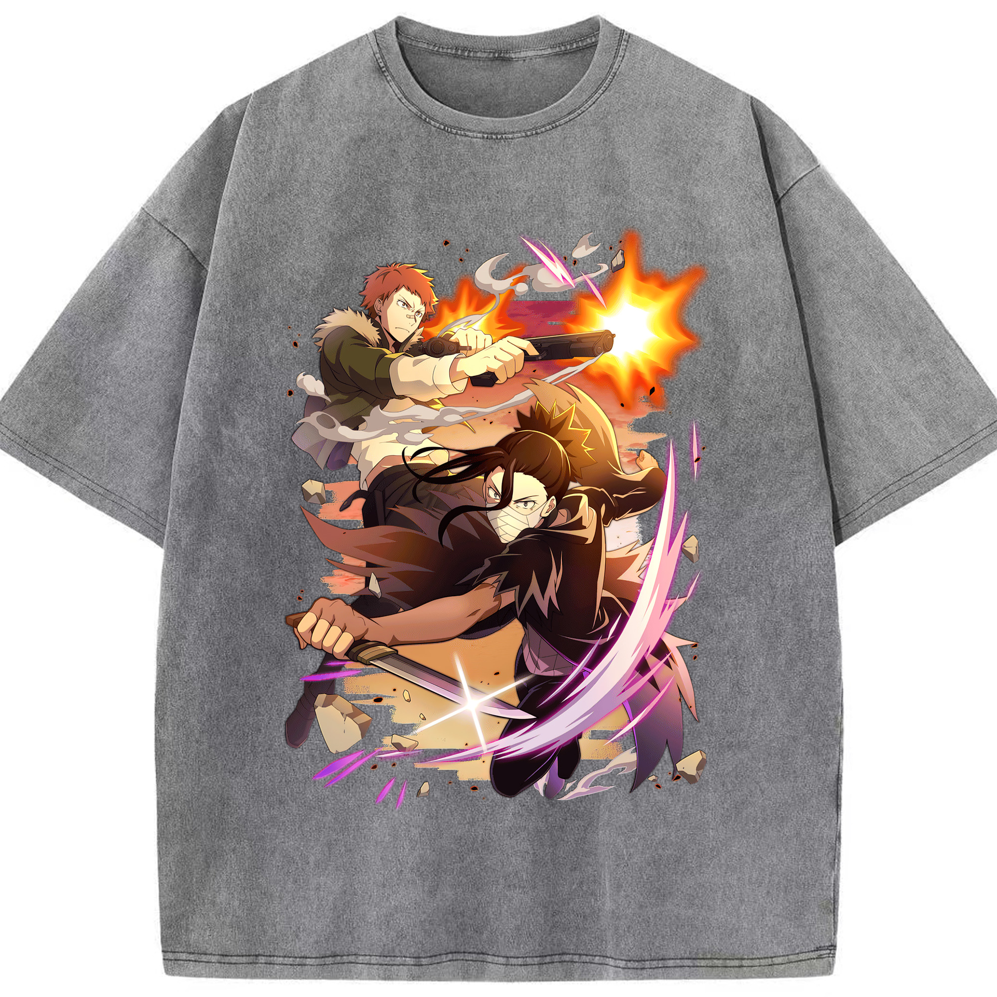（画像用） 文豪ストレイドッグス Bungo Stray Dogs 綿100% ヴィンテージ風 半袖Tシャツ（フロントプリント）
