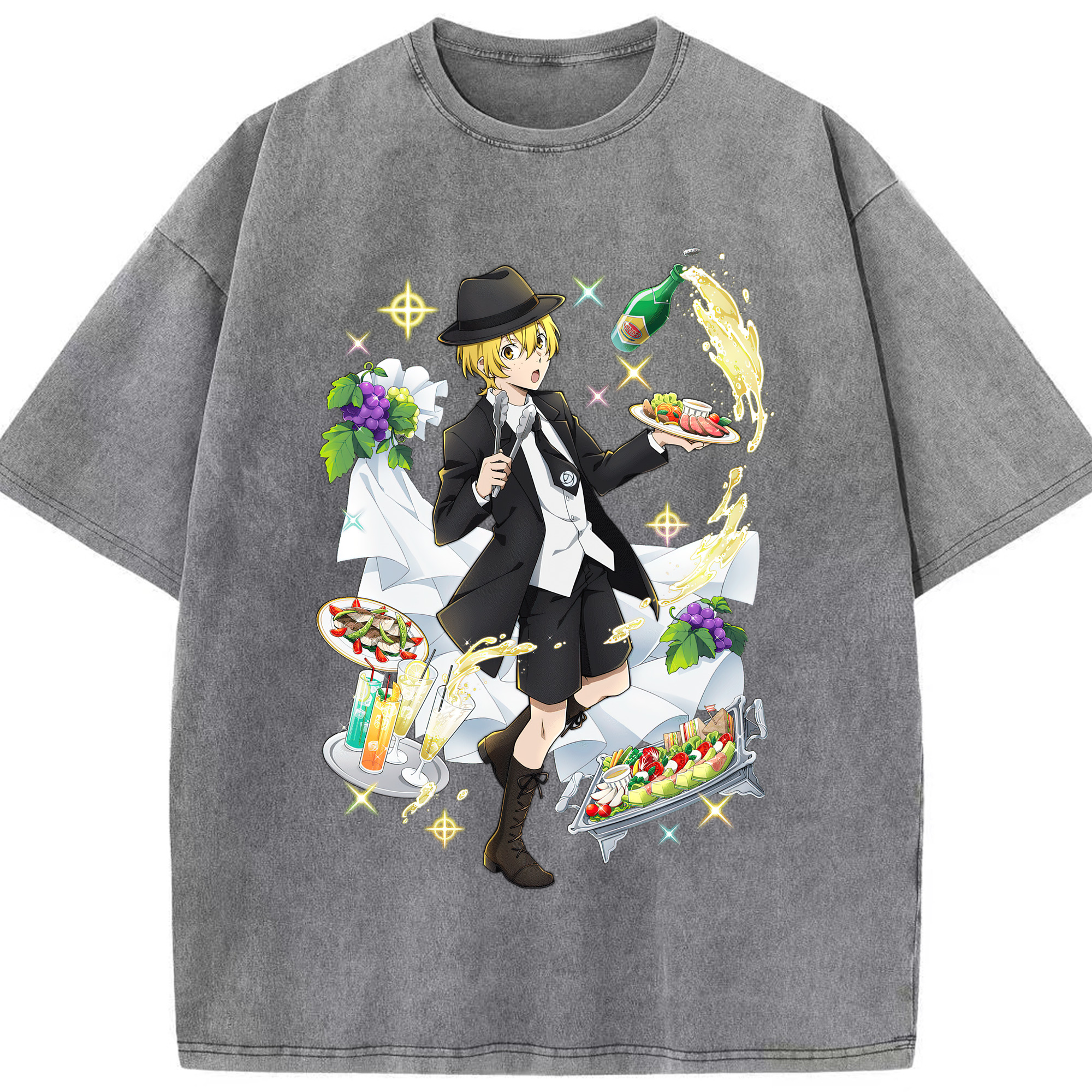 （画像用） 文豪ストレイドッグス Bungo Stray Dogs 綿100% ヴィンテージ風 半袖Tシャツ（フロントプリント）