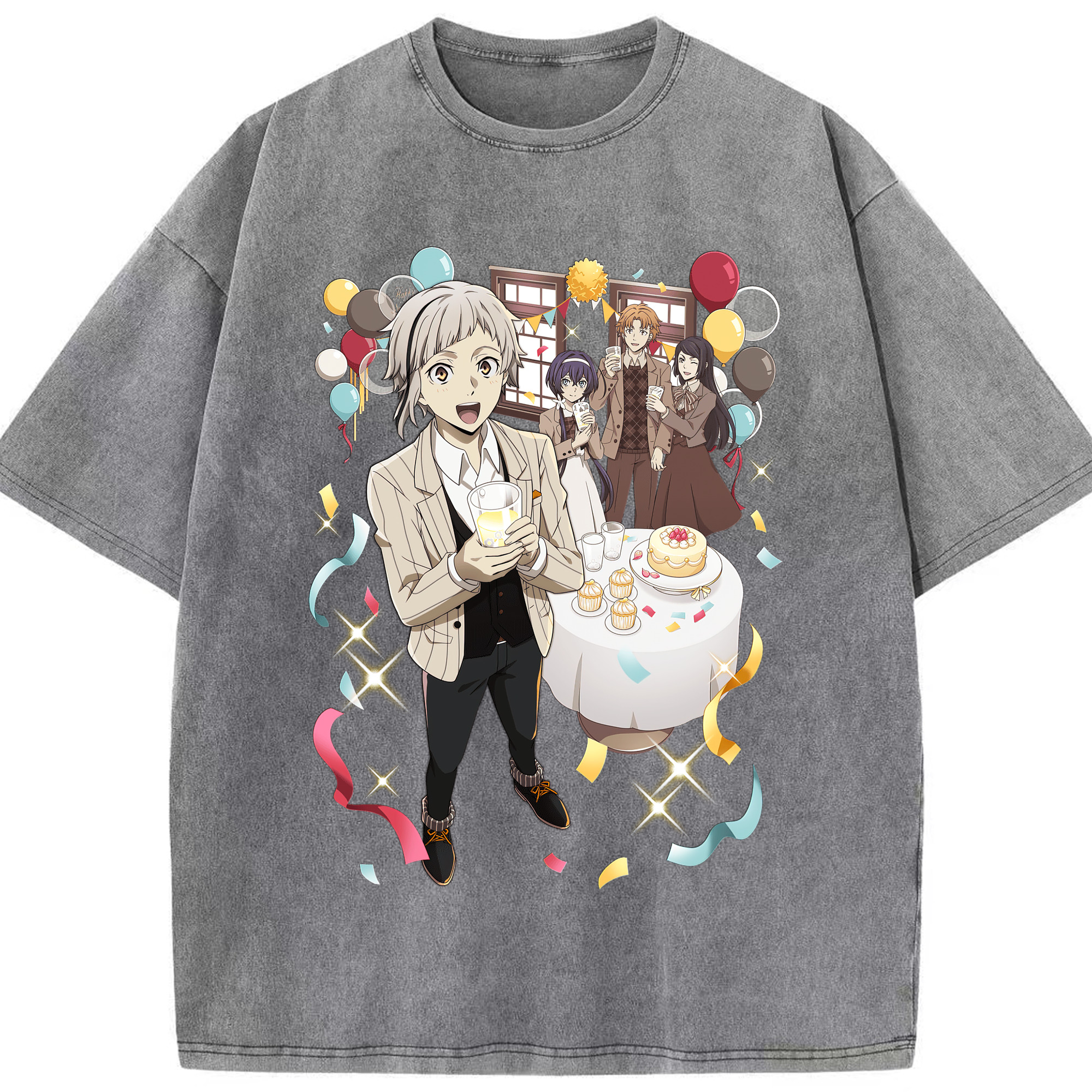 （画像用） 文豪ストレイドッグス Bungo Stray Dogs 綿100% ヴィンテージ風 半袖Tシャツ（フロントプリント）