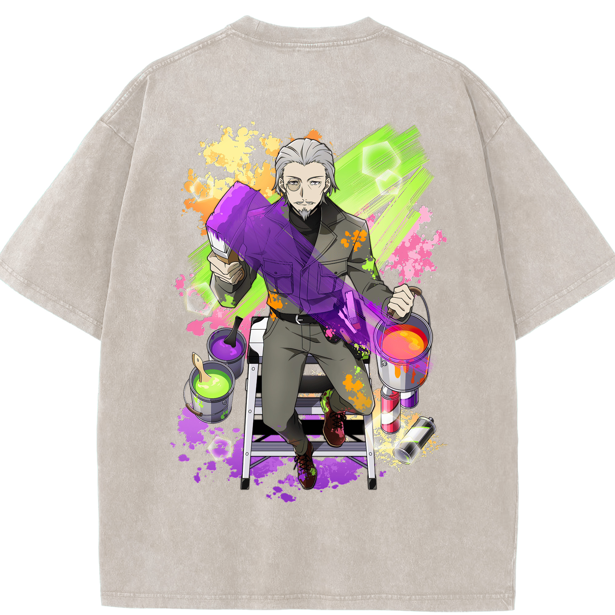 （画像用） 文豪ストレイドッグス Bungo Stray Dogs 綿100% ヴィンテージ風 半袖Tシャツ（背面プリント）
