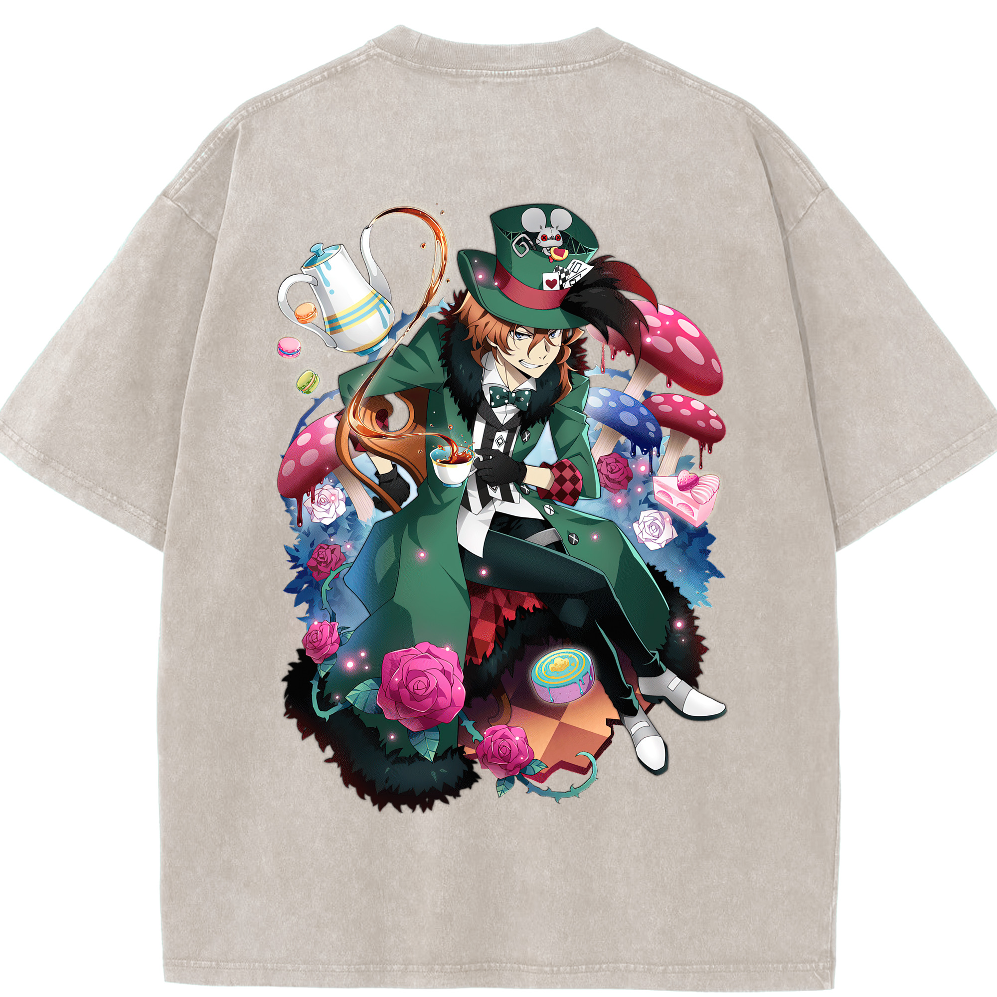 （画像用） 文豪ストレイドッグス Bungo Stray Dogs 綿100% ヴィンテージ風 半袖Tシャツ（背面プリント）