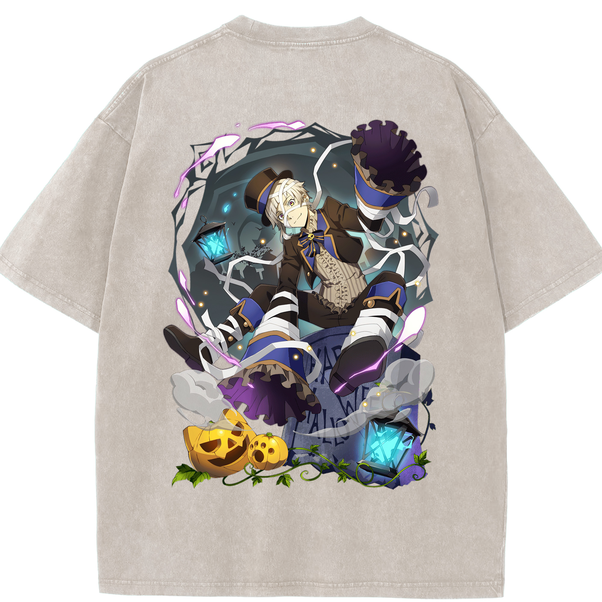 （画像用） 文豪ストレイドッグス Bungo Stray Dogs 綿100% ヴィンテージ風 半袖Tシャツ（背面プリント）