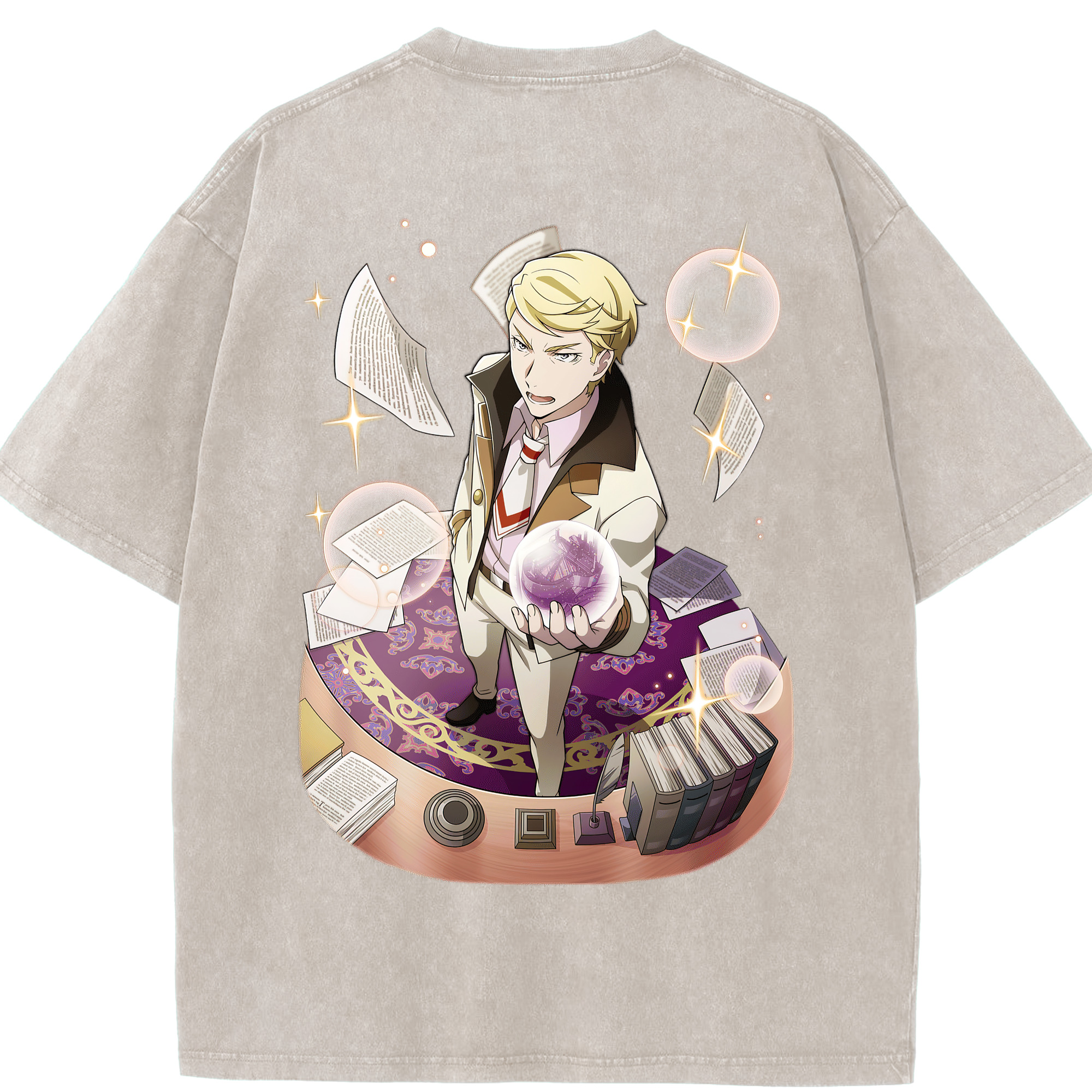 （画像用） 文豪ストレイドッグス Bungo Stray Dogs 綿100% ヴィンテージ風 半袖Tシャツ（背面プリント）