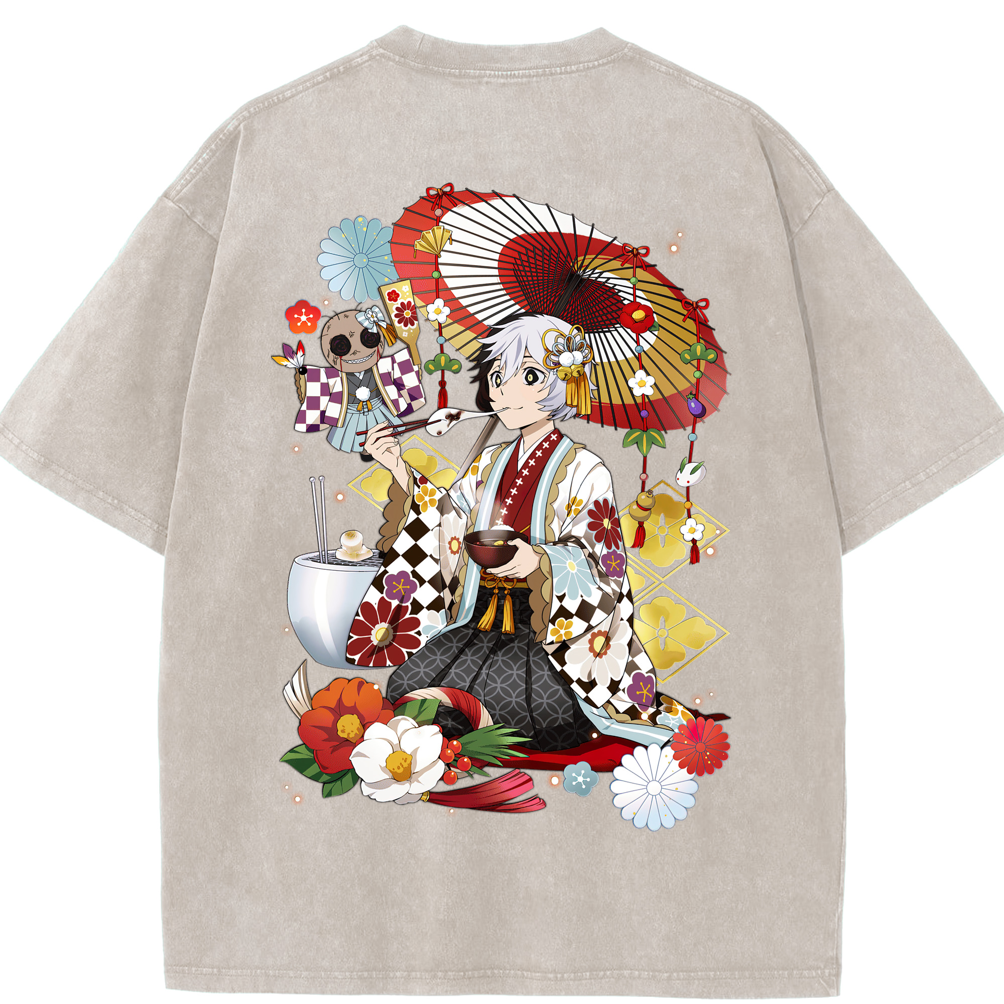 （画像用） 文豪ストレイドッグス Bungo Stray Dogs 綿100% ヴィンテージ風 半袖Tシャツ（背面プリント）