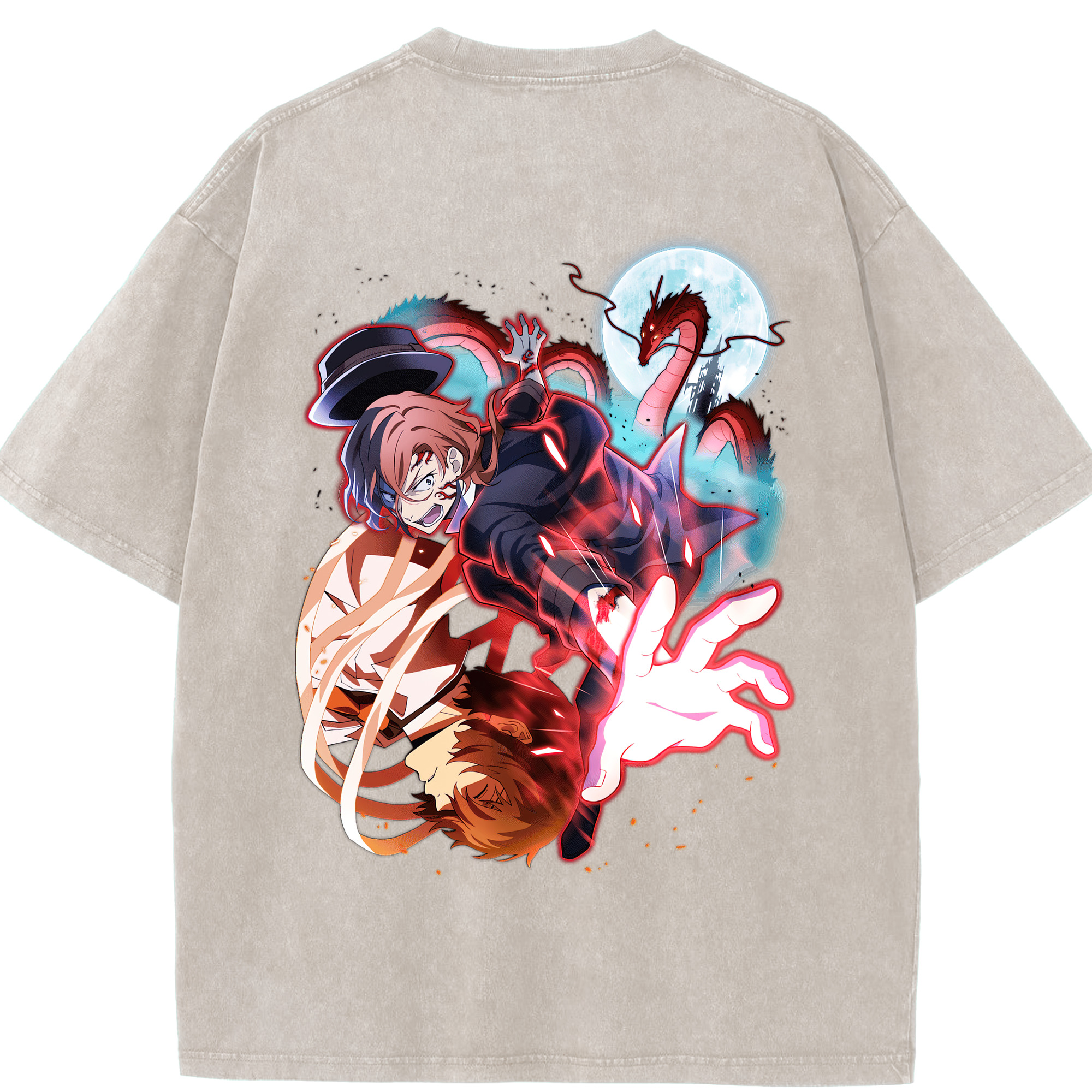 （画像用） 文豪ストレイドッグス Bungo Stray Dogs 綿100% ヴィンテージ風 半袖Tシャツ（背面プリント）