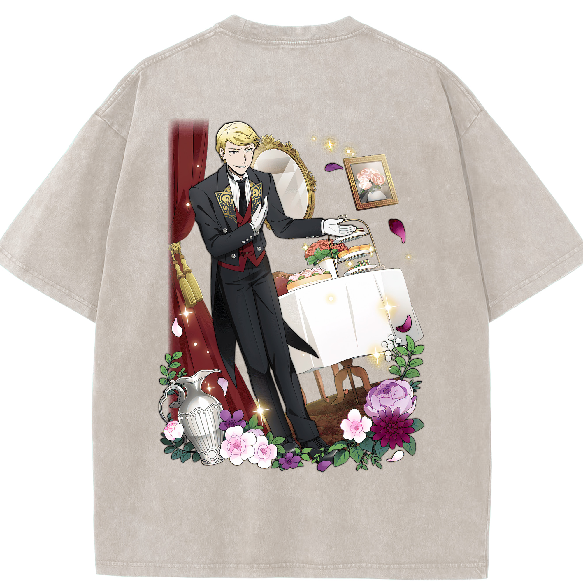 （画像用） 文豪ストレイドッグス Bungo Stray Dogs 綿100% ヴィンテージ風 半袖Tシャツ（背面プリント）