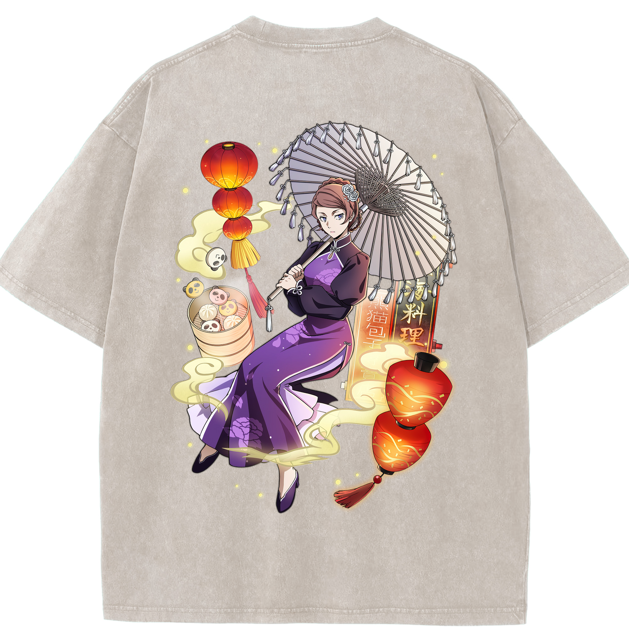 （画像用） 文豪ストレイドッグス Bungo Stray Dogs 綿100% ヴィンテージ風 半袖Tシャツ（背面プリント）