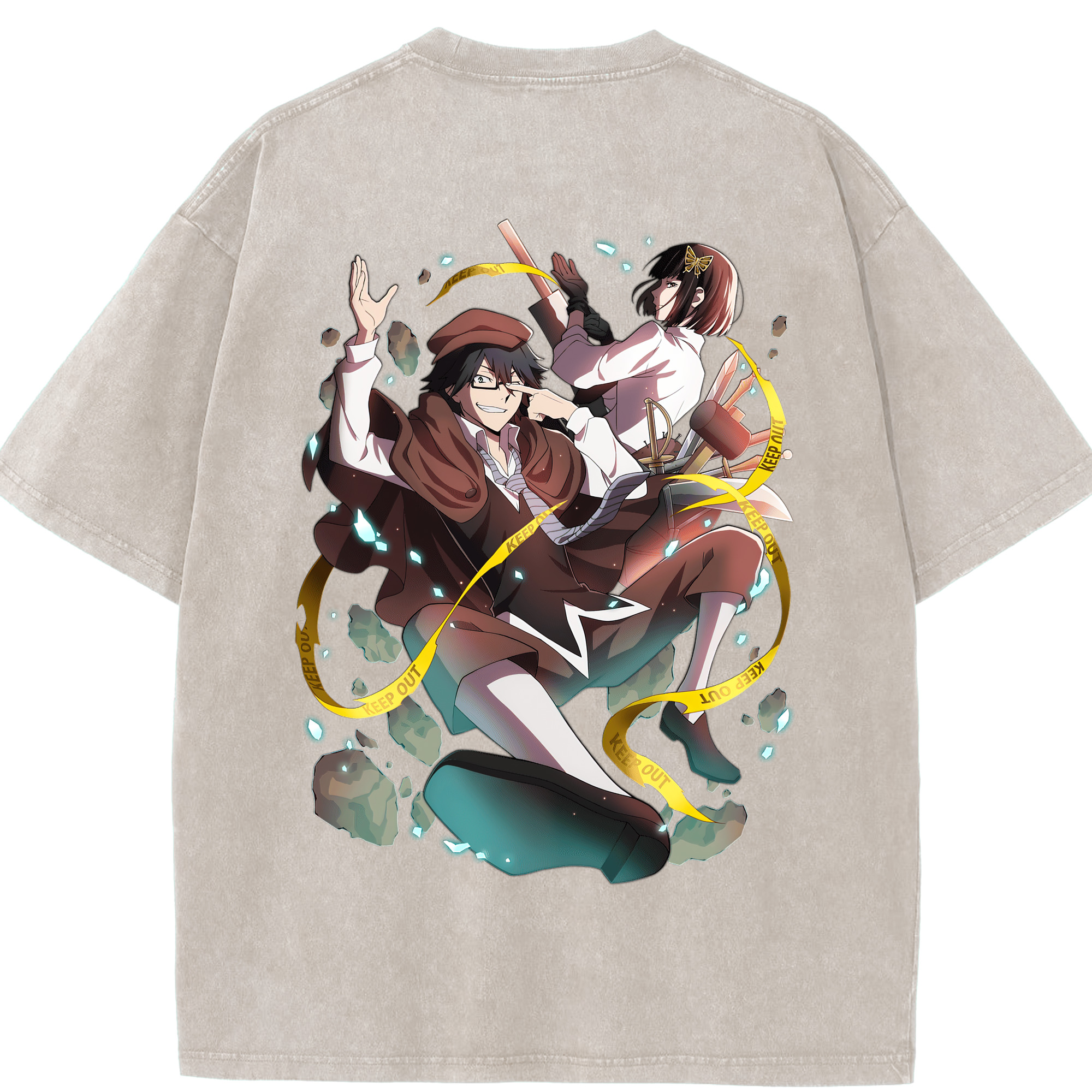（画像用） 文豪ストレイドッグス Bungo Stray Dogs 綿100% ヴィンテージ風 半袖Tシャツ（背面プリント）