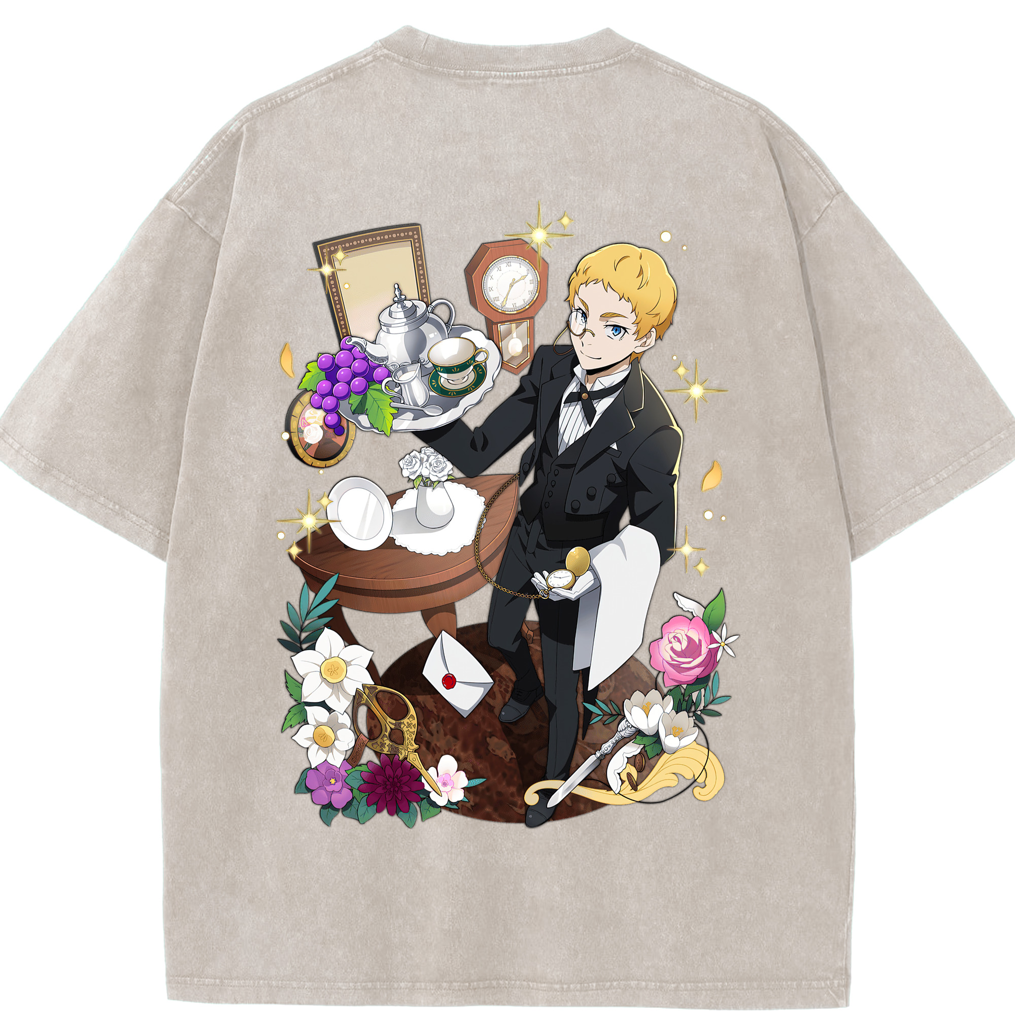 （画像用） 文豪ストレイドッグス Bungo Stray Dogs 綿100% ヴィンテージ風 半袖Tシャツ（背面プリント）
