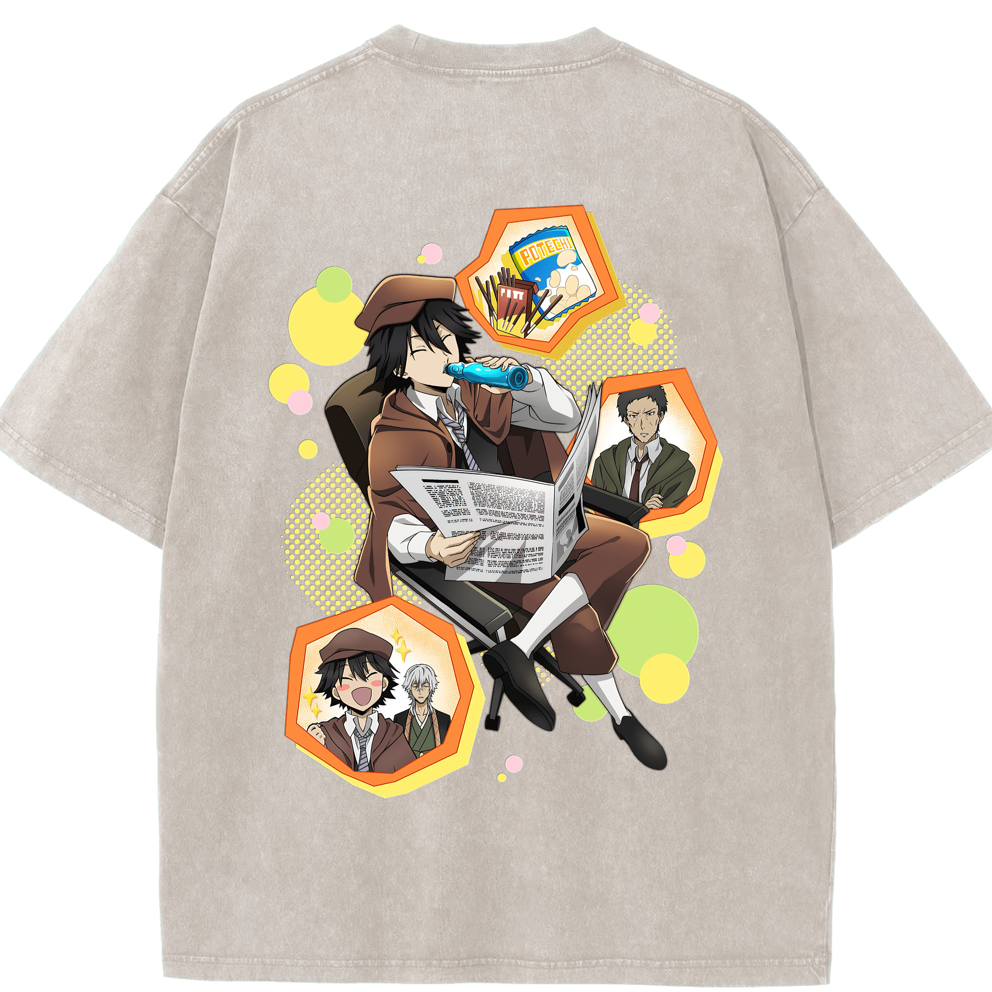 （画像用） 文豪ストレイドッグス Bungo Stray Dogs 綿100% ヴィンテージ風 半袖Tシャツ（背面プリント）
