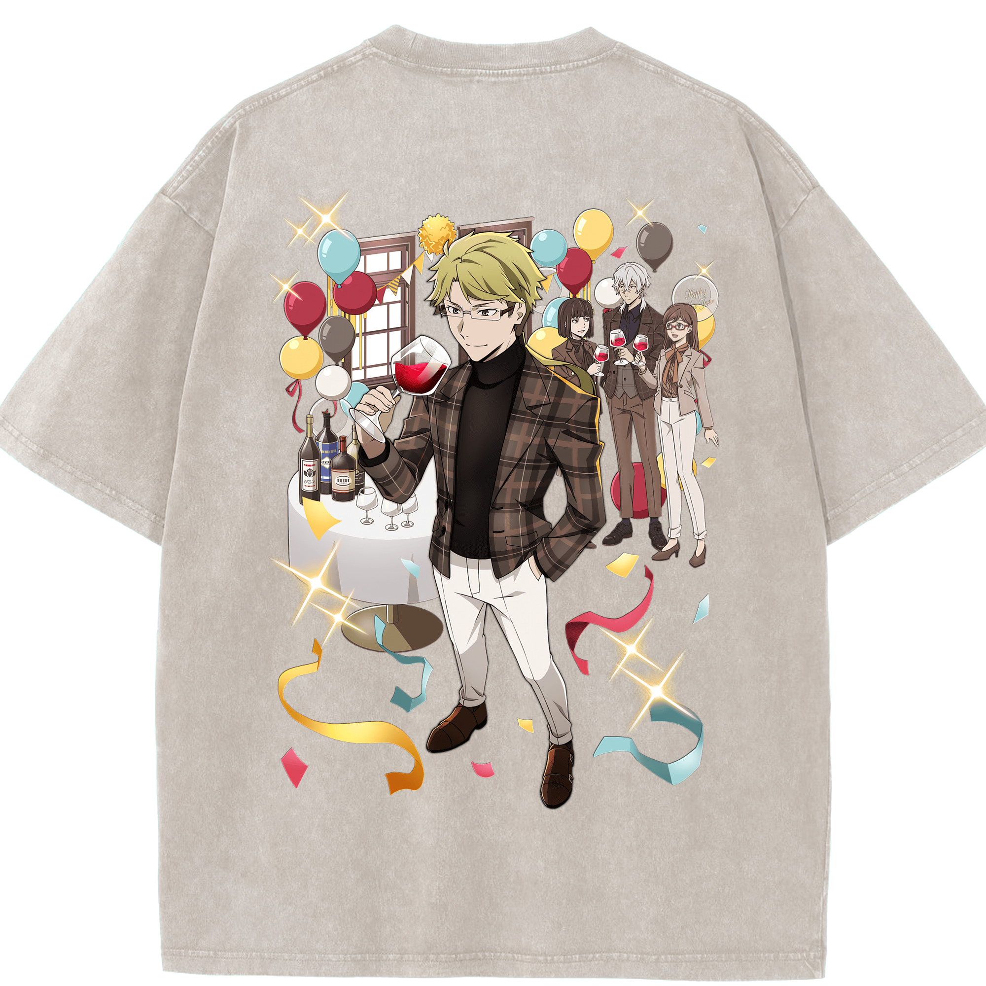 （画像用） 文豪ストレイドッグス Bungo Stray Dogs 綿100% ヴィンテージ風 半袖Tシャツ（背面プリント）