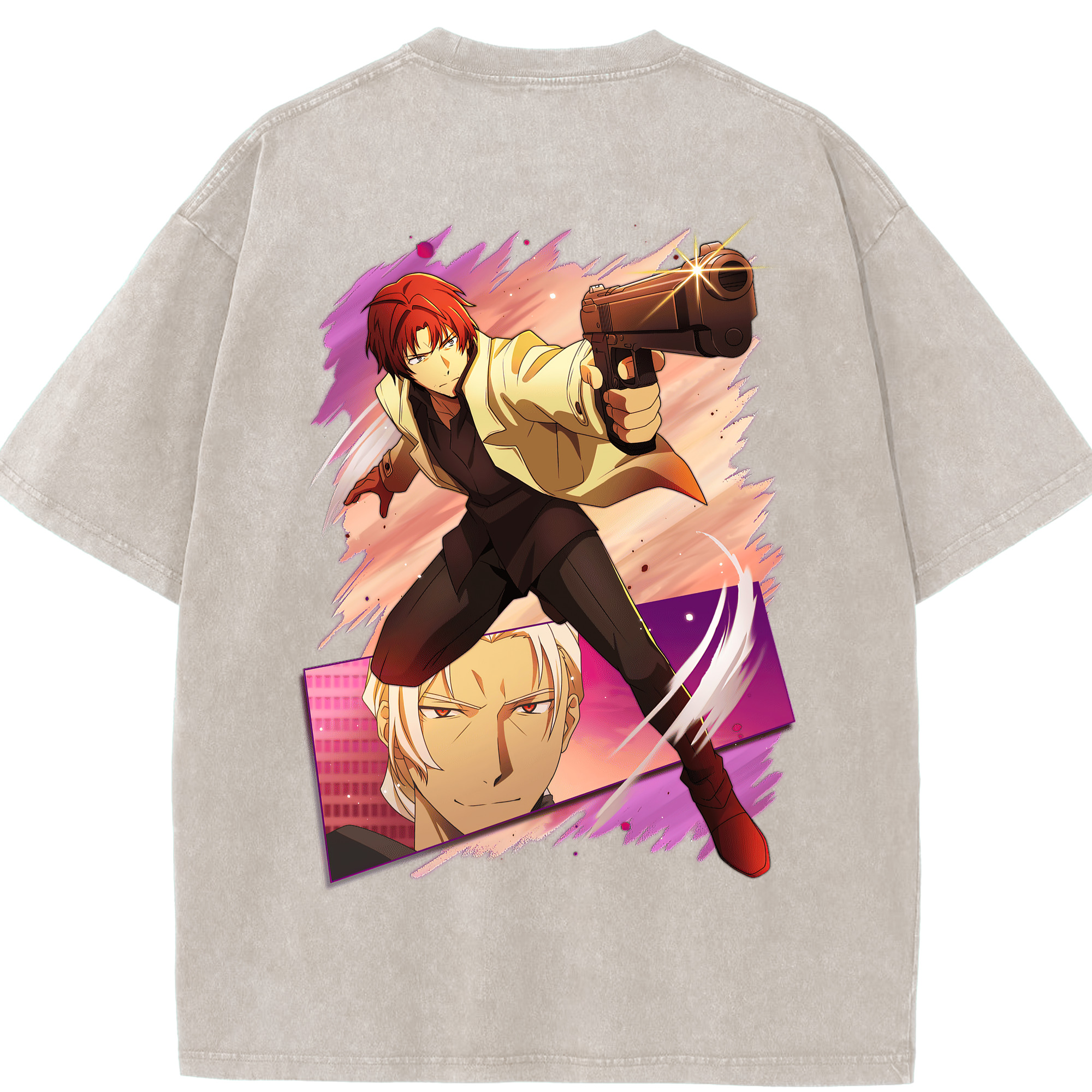 （画像用） 文豪ストレイドッグス Bungo Stray Dogs 綿100% ヴィンテージ風 半袖Tシャツ（背面プリント）