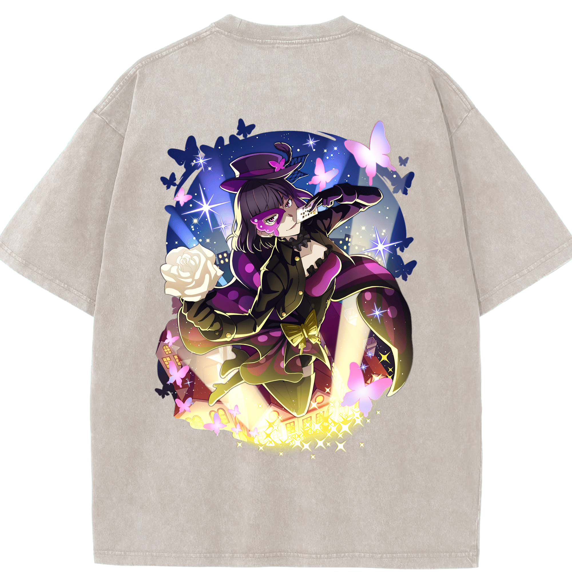 （画像用） 文豪ストレイドッグス Bungo Stray Dogs 綿100% ヴィンテージ風 半袖Tシャツ（背面プリント）