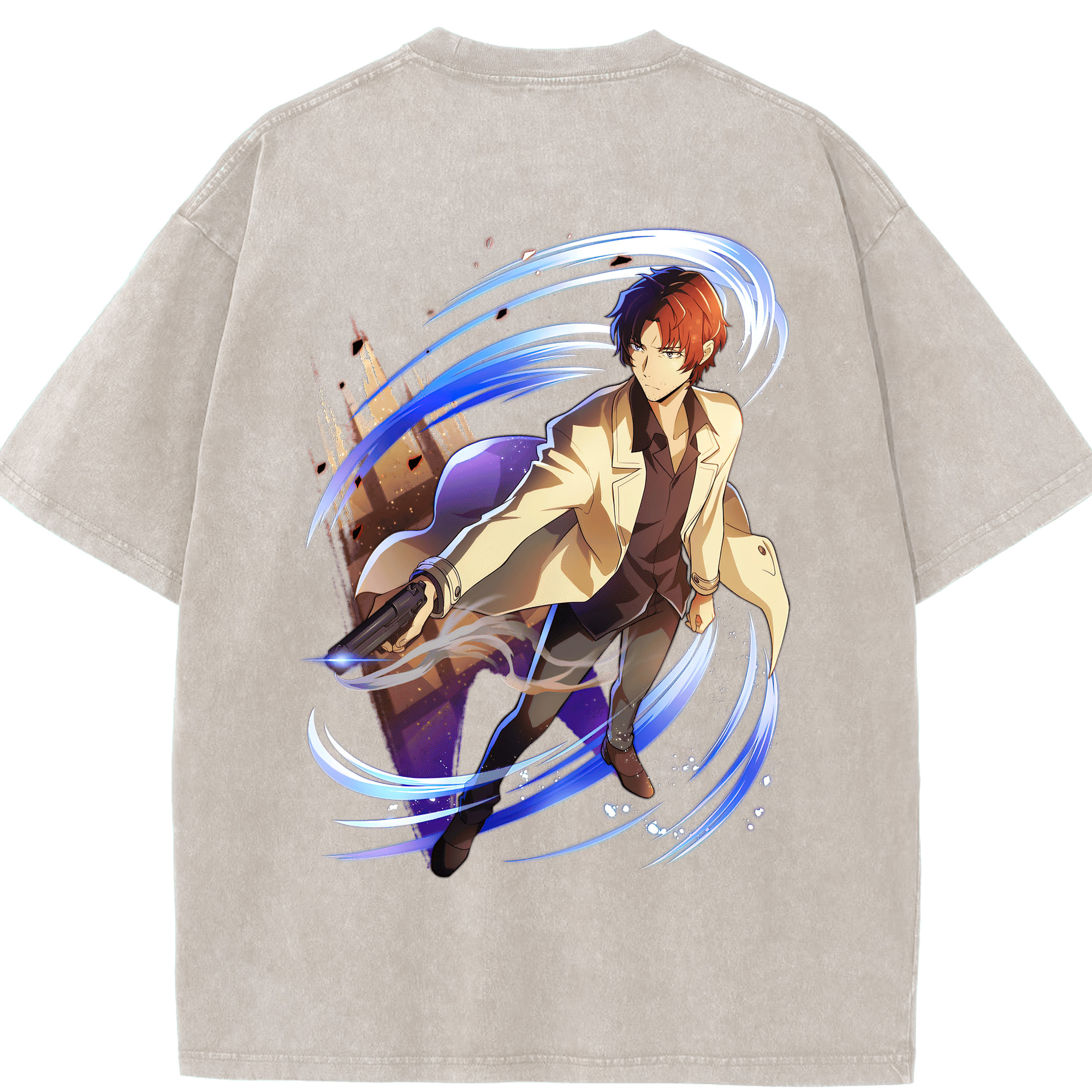 （画像用） 文豪ストレイドッグス Bungo Stray Dogs 綿100% ヴィンテージ風 半袖Tシャツ（背面プリント）