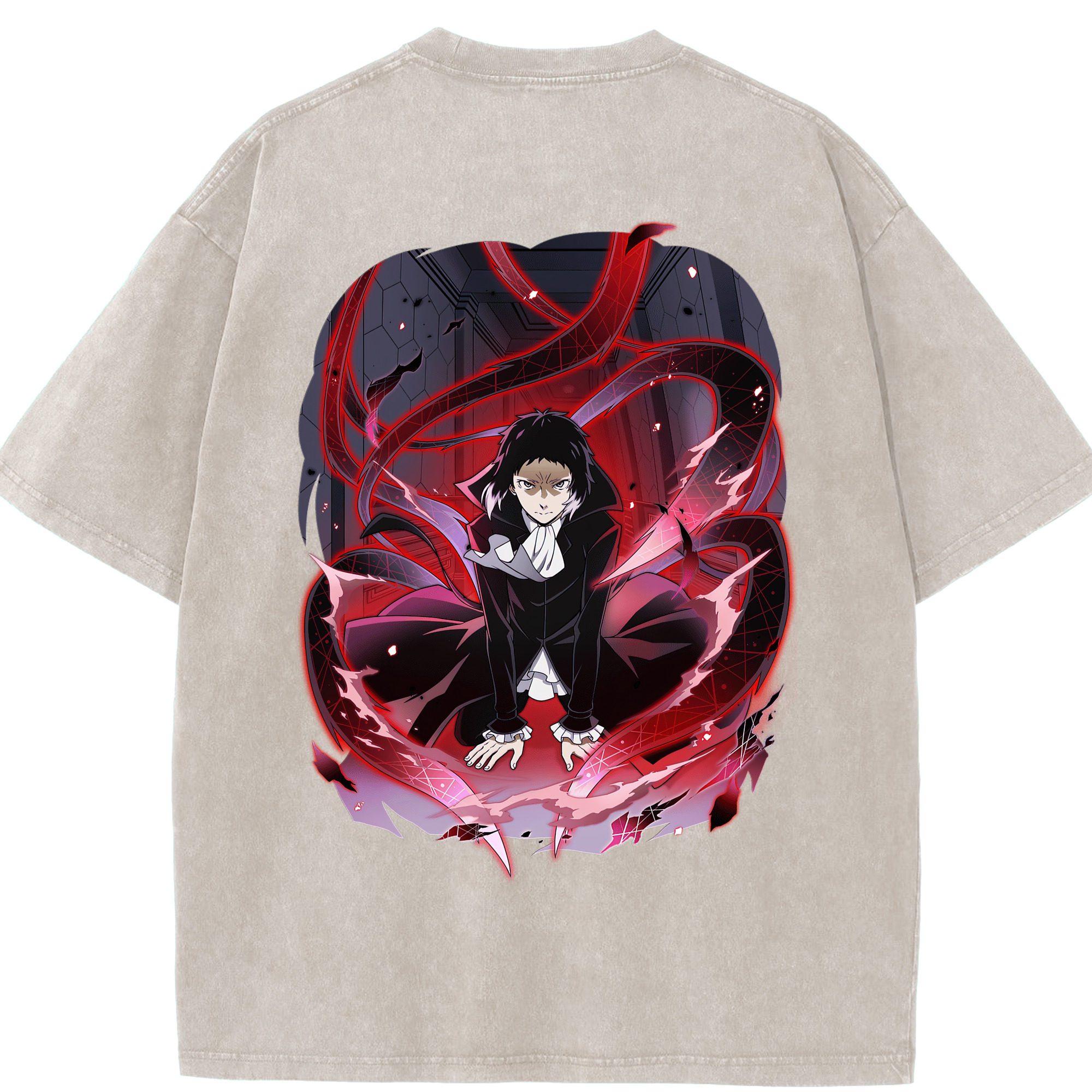 （画像用） 文豪ストレイドッグス Bungo Stray Dogs 綿100% ヴィンテージ風 半袖Tシャツ（背面プリント）