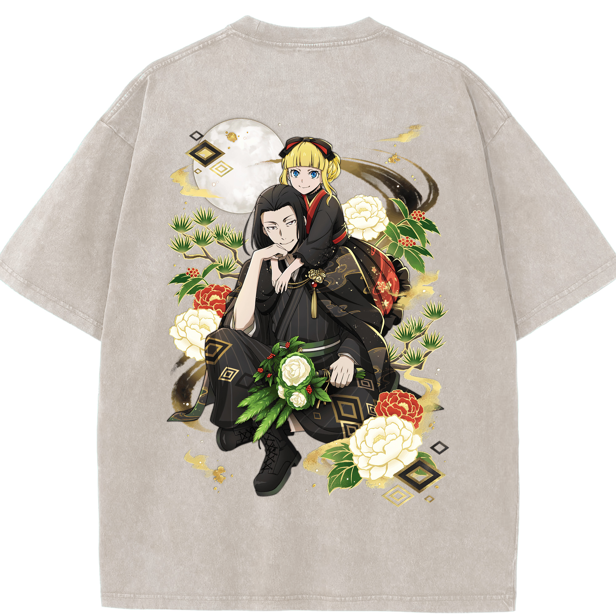 （画像用） 文豪ストレイドッグス Bungo Stray Dogs 綿100% ヴィンテージ風 半袖Tシャツ（背面プリント）