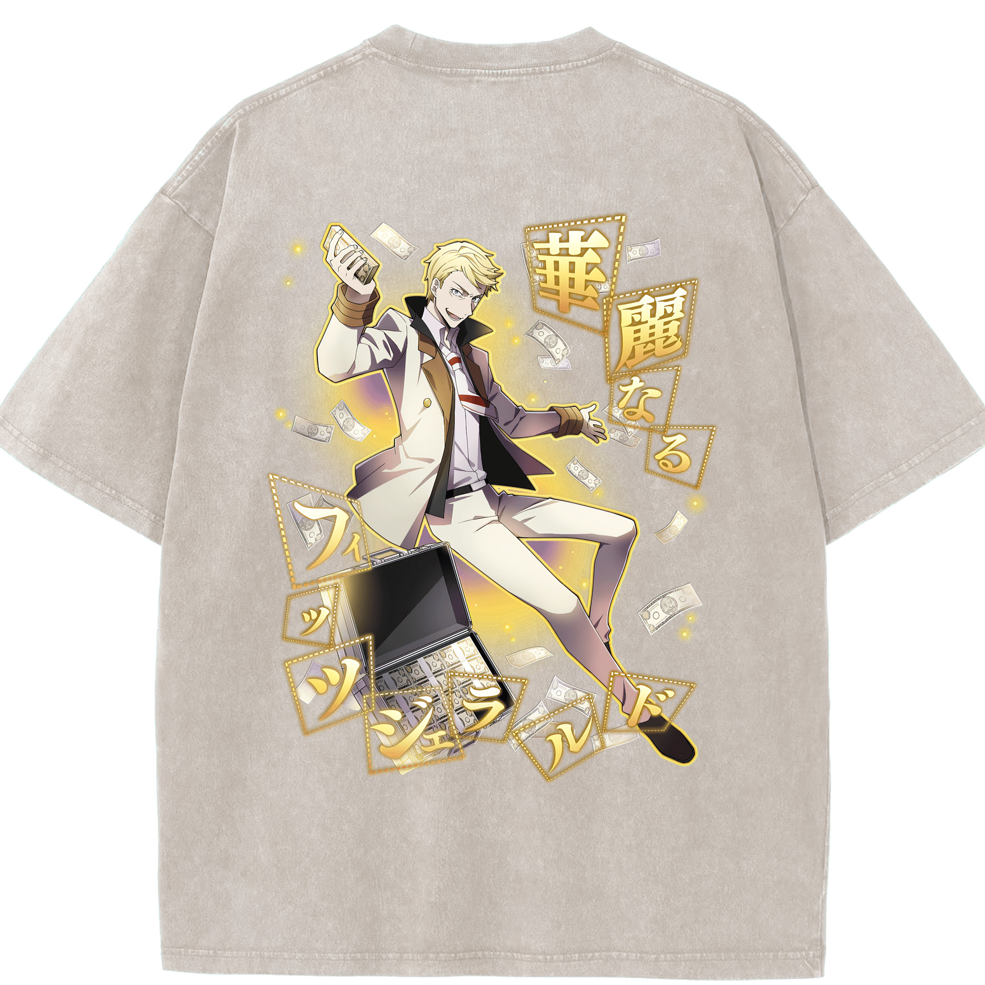 （画像用） 文豪ストレイドッグス Bungo Stray Dogs 綿100% ヴィンテージ風 半袖Tシャツ（背面プリント）