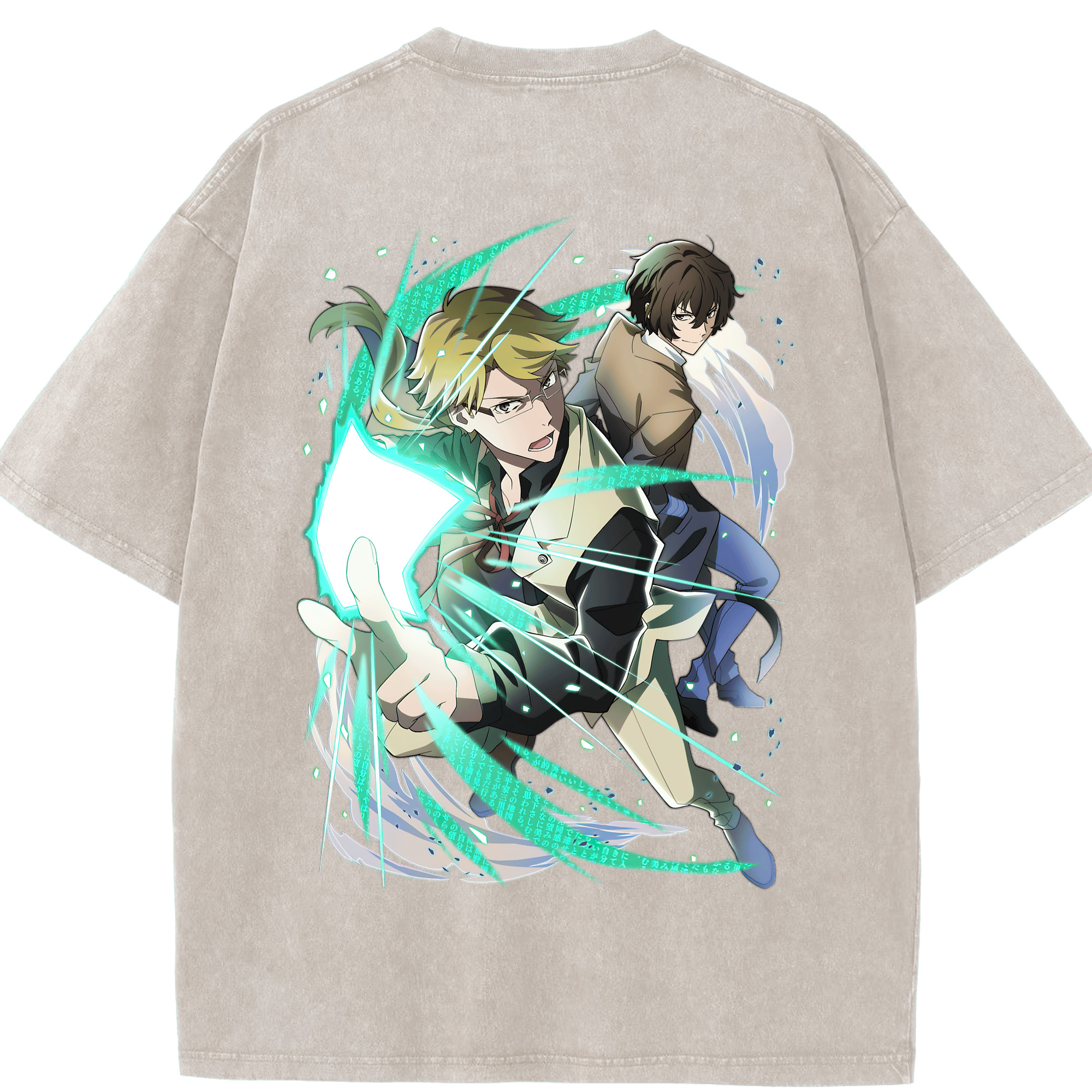 （画像用） 文豪ストレイドッグス Bungo Stray Dogs 綿100% ヴィンテージ風 半袖Tシャツ（背面プリント）