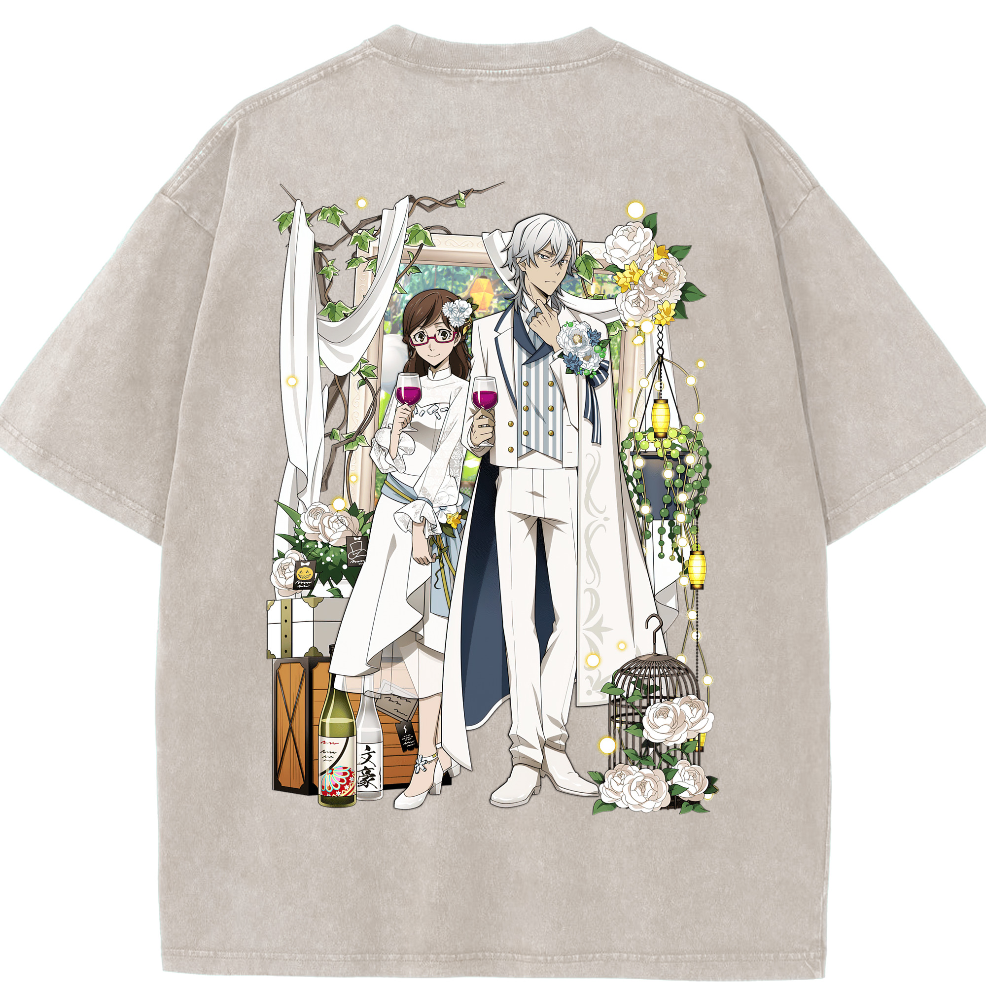 （画像用） 文豪ストレイドッグス Bungo Stray Dogs 綿100% ヴィンテージ風 半袖Tシャツ（背面プリント）