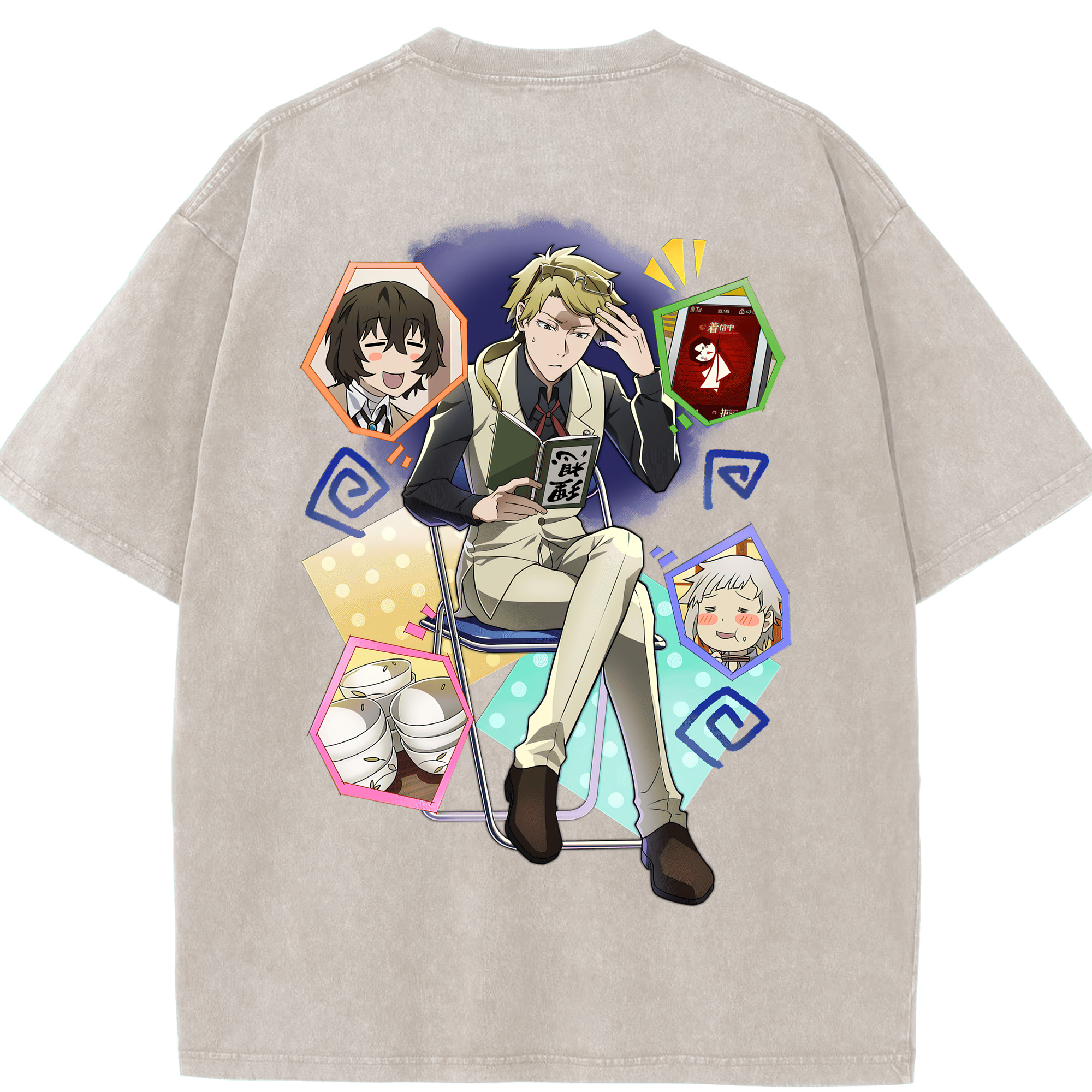 （画像用） 文豪ストレイドッグス Bungo Stray Dogs 綿100% ヴィンテージ風 半袖Tシャツ（背面プリント）