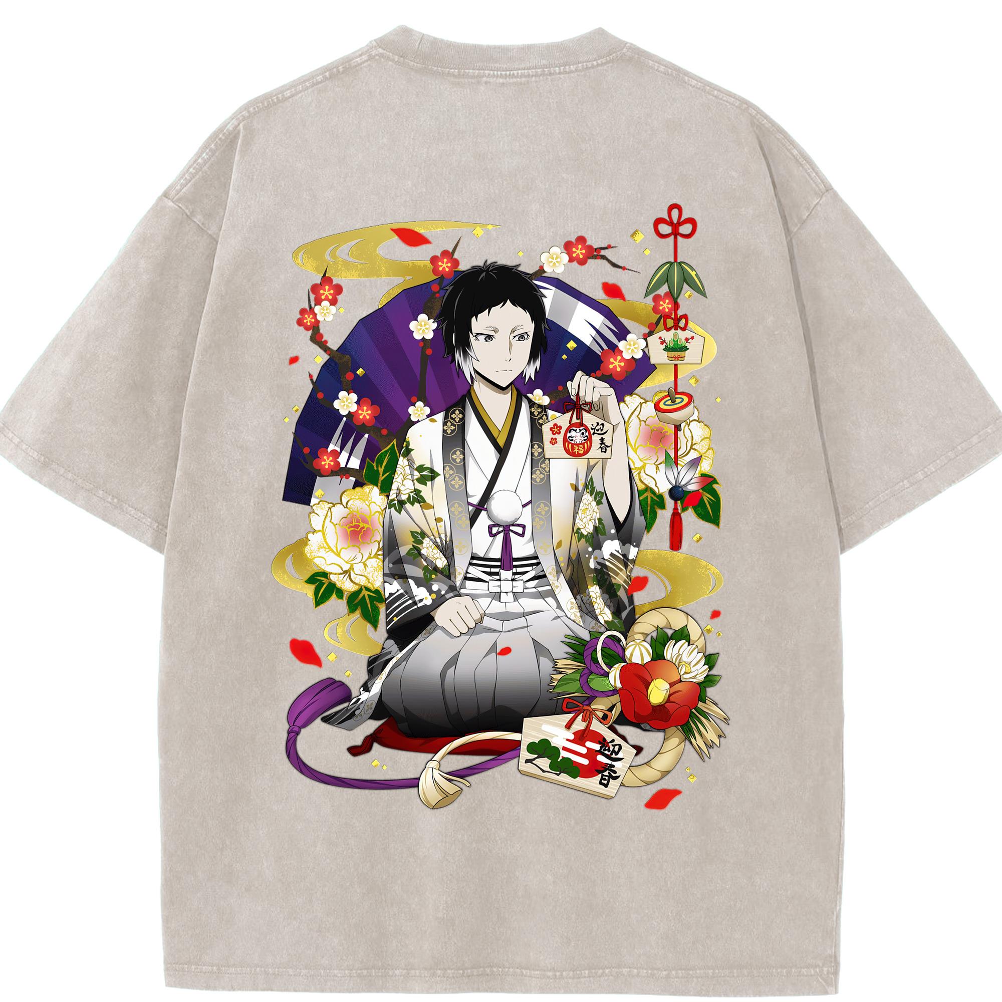 （画像用） 文豪ストレイドッグス Bungo Stray Dogs 綿100% ヴィンテージ風 半袖Tシャツ（背面プリント）