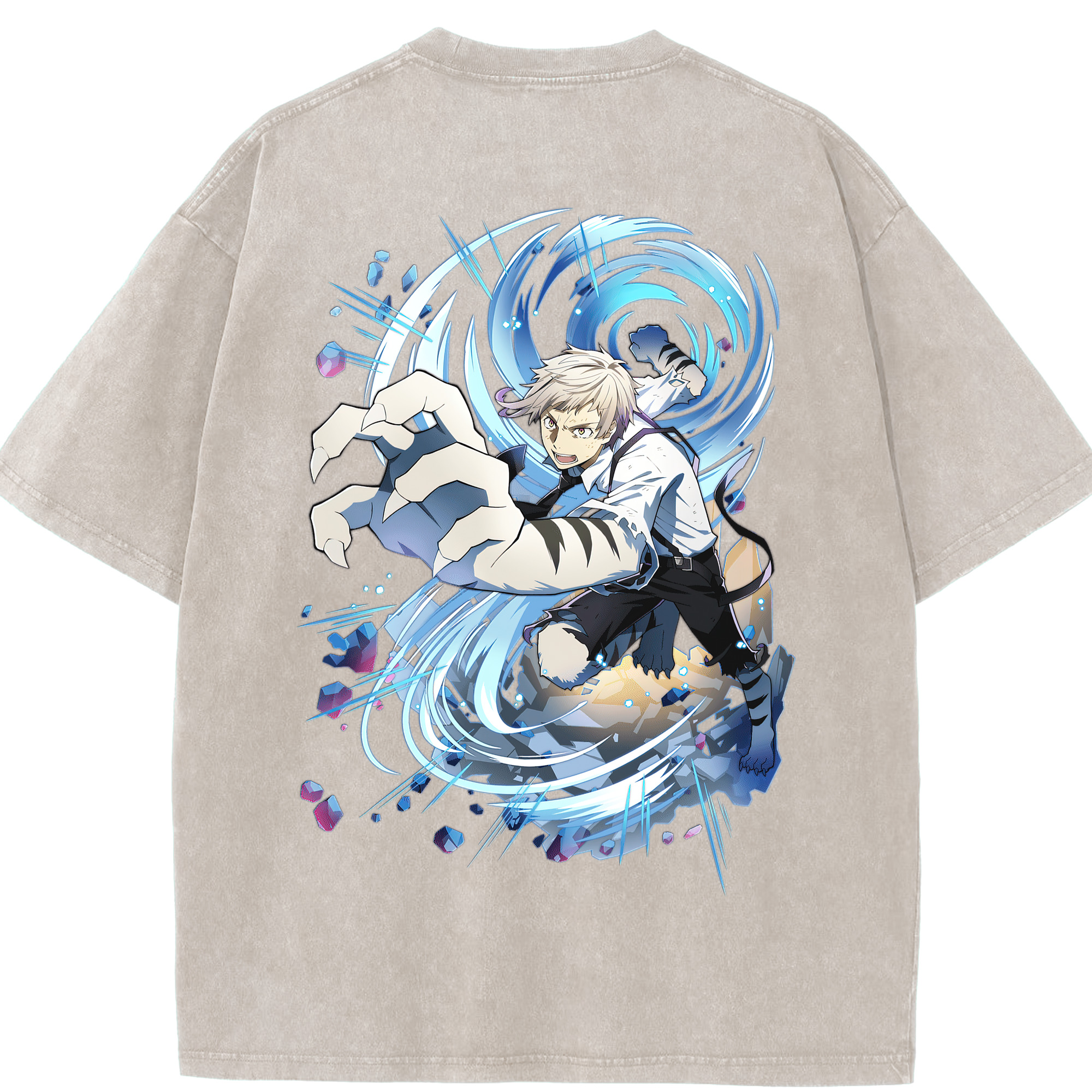 （画像用） 文豪ストレイドッグス Bungo Stray Dogs 綿100% ヴィンテージ風 半袖Tシャツ（背面プリント）
