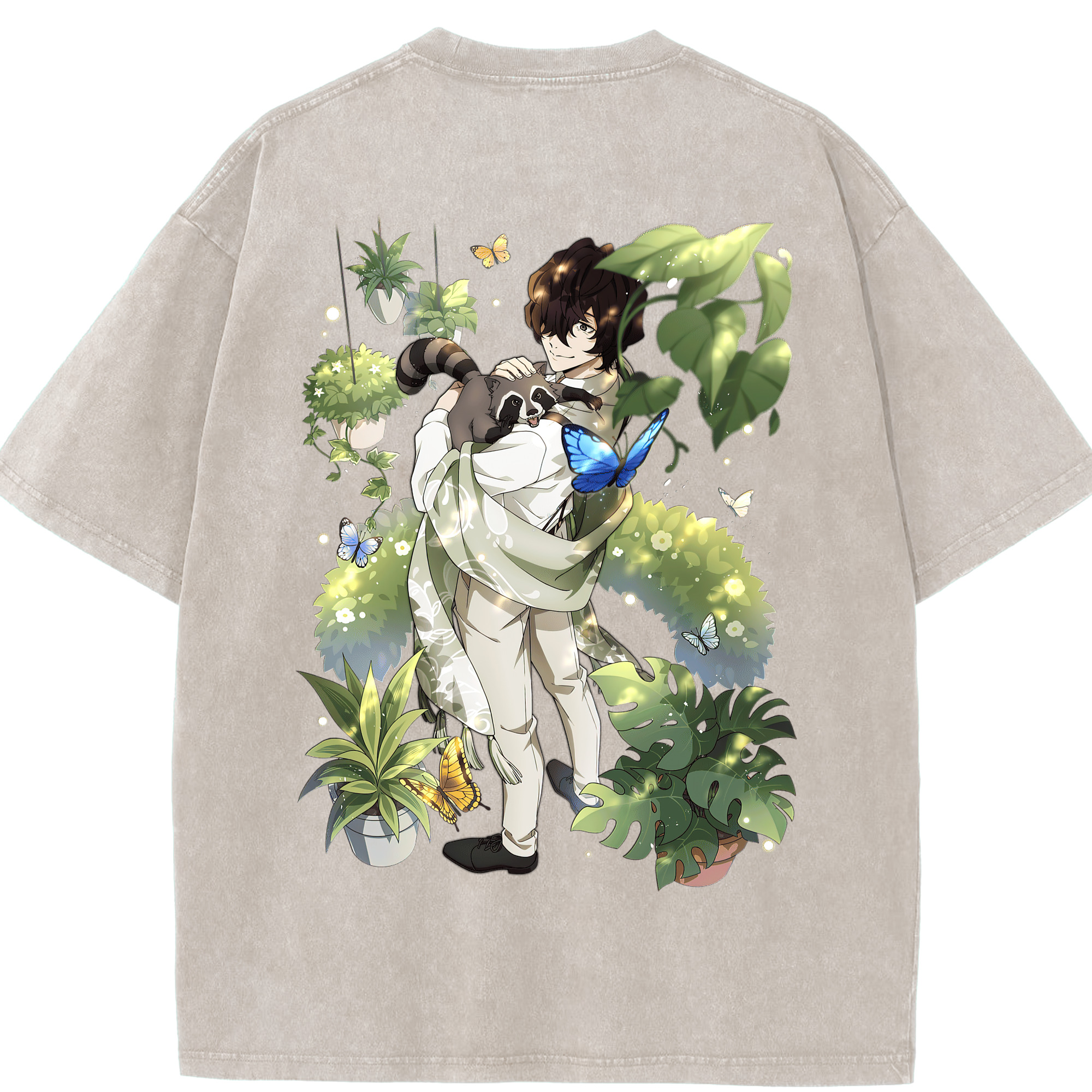 （画像用） 文豪ストレイドッグス Bungo Stray Dogs 綿100% ヴィンテージ風 半袖Tシャツ（背面プリント）