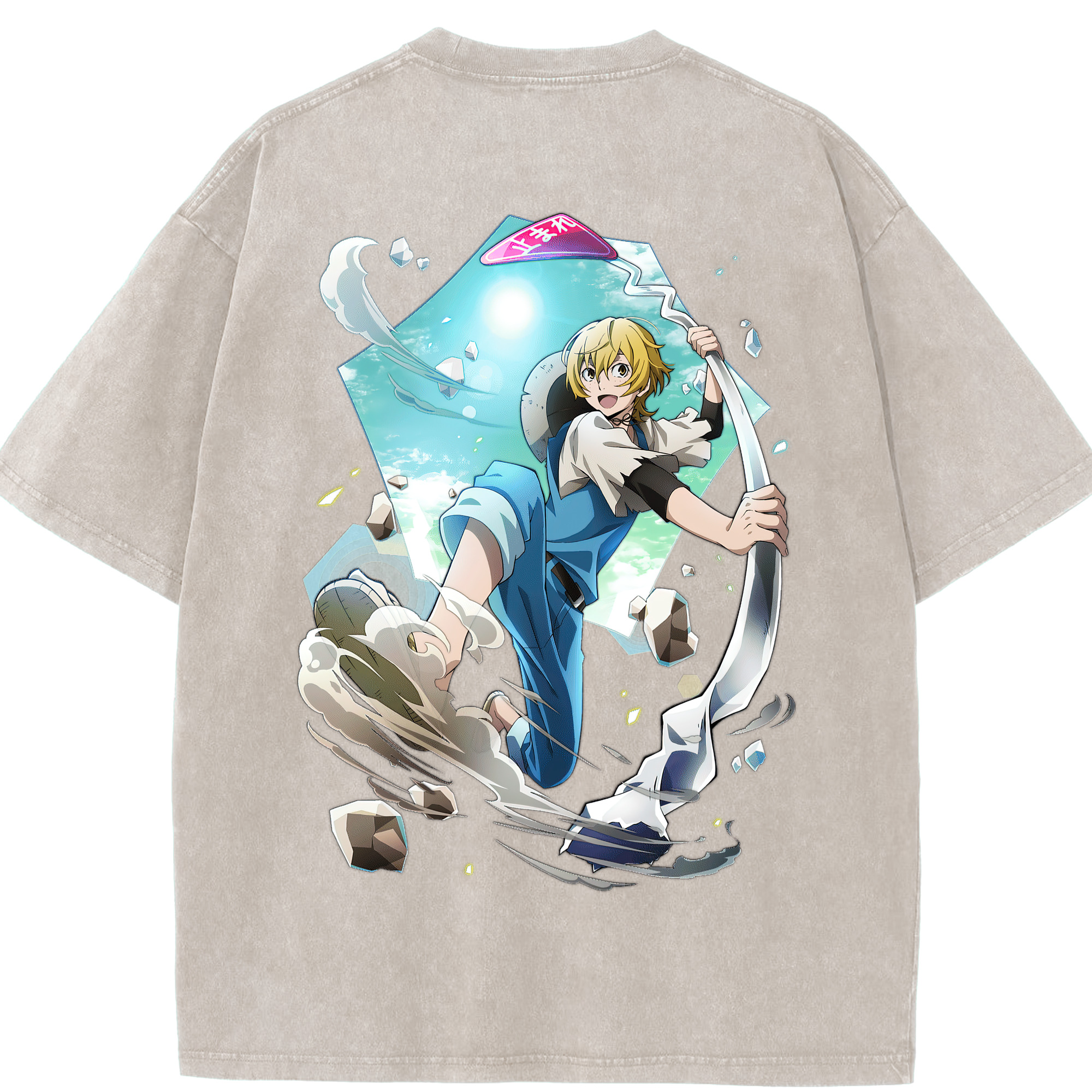 （画像用） 文豪ストレイドッグス Bungo Stray Dogs 綿100% ヴィンテージ風 半袖Tシャツ（背面プリント）
